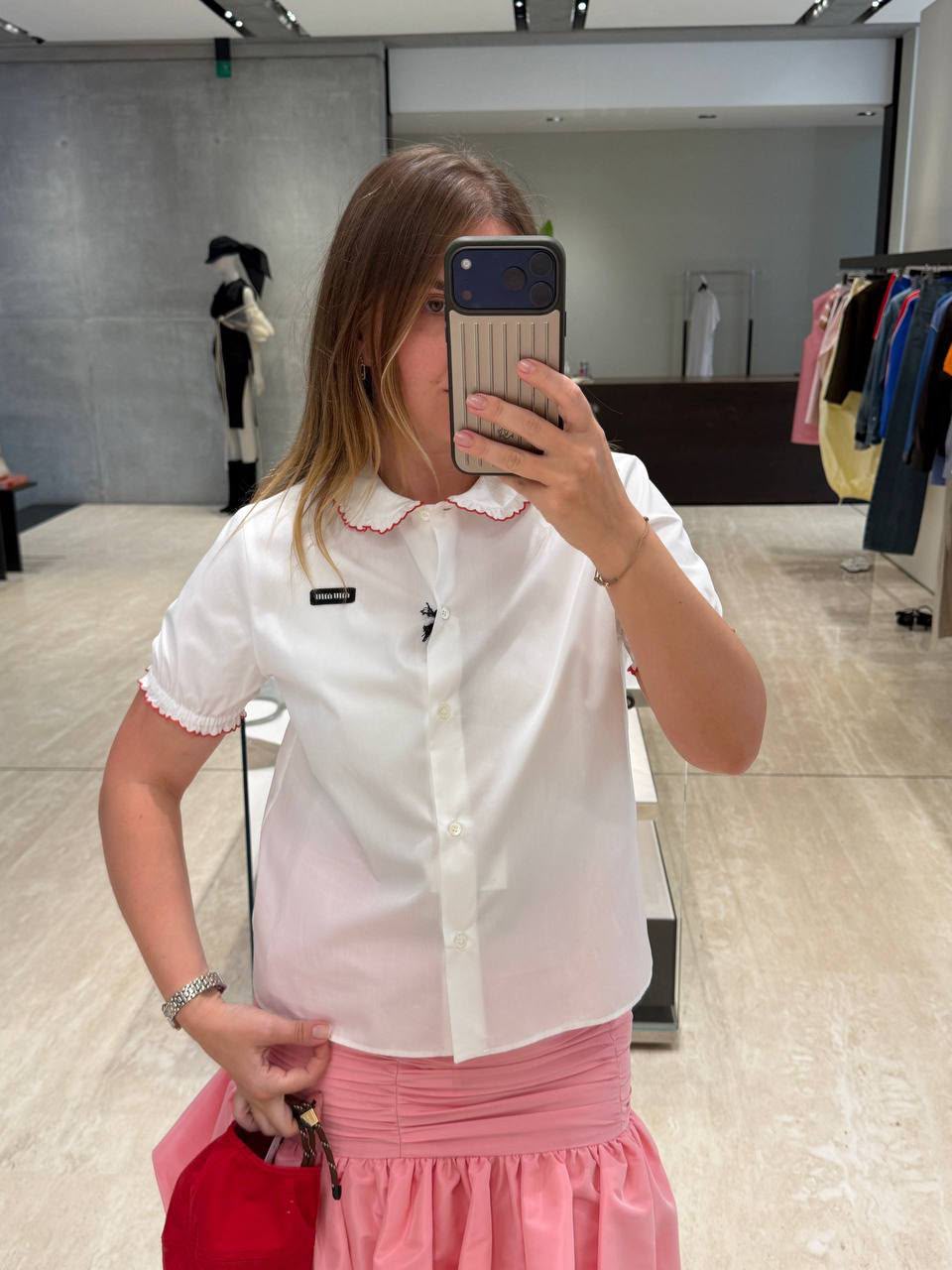 Poplin shirt with embroidered logo
