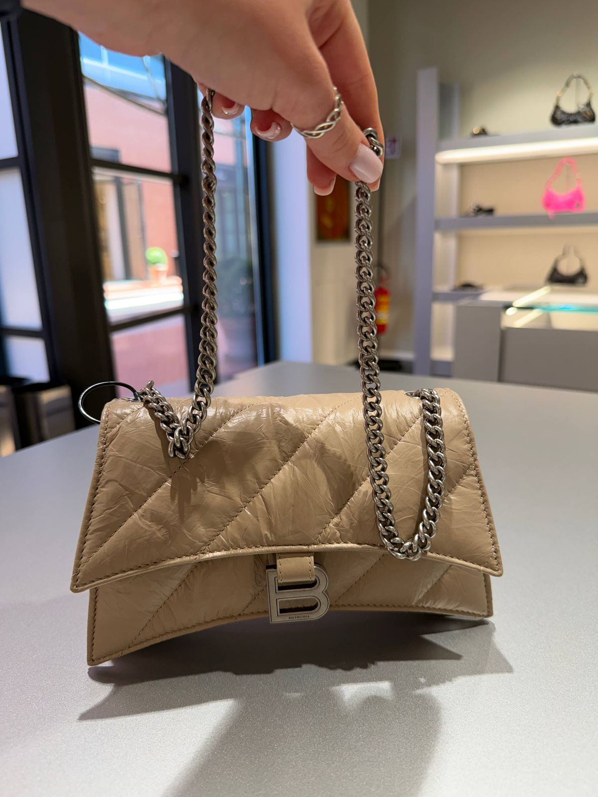 Hourglass Small Quilted Chain Bag