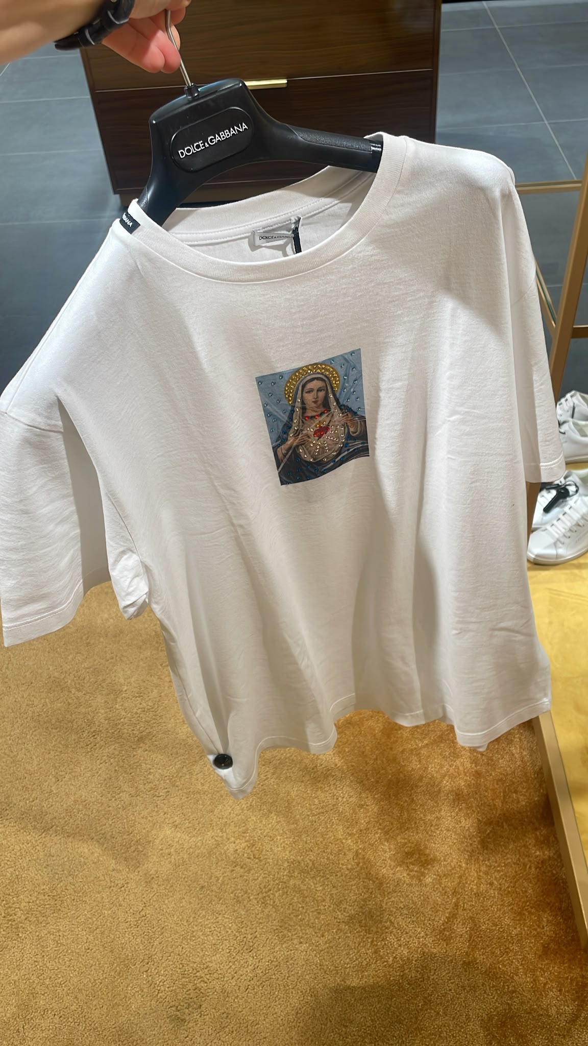 Jersey T-shirt with Sacred Heart print and embroidery