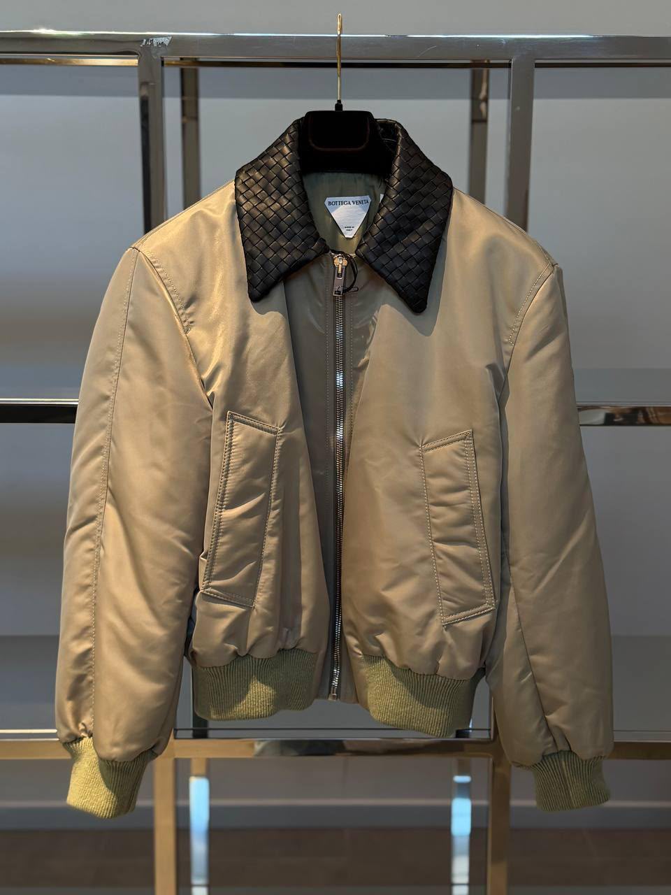 Intrecciato Collar Bomber Jacket