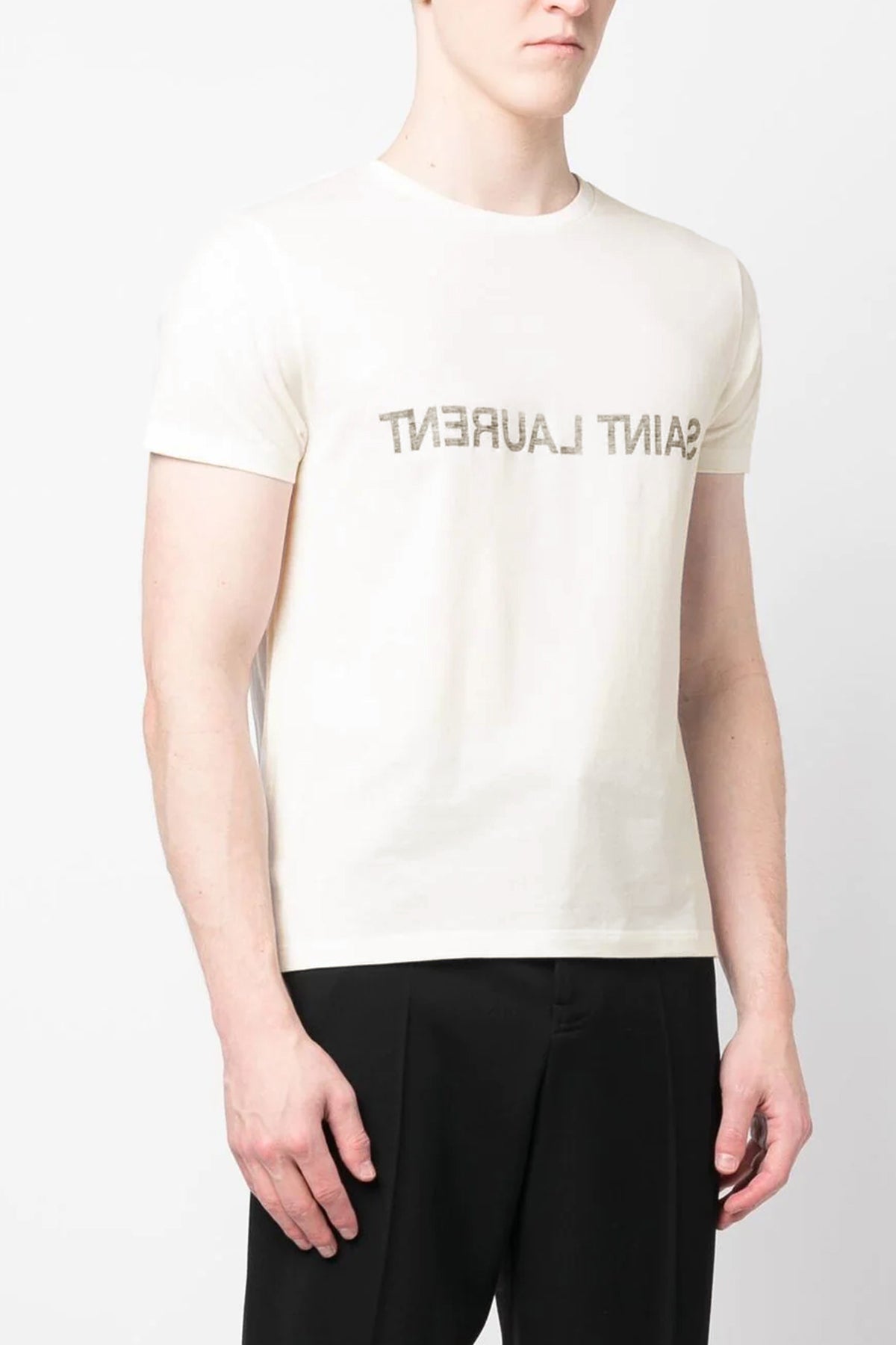 SAINT LAURENT Logo print T-shirt For Men 100% cotton