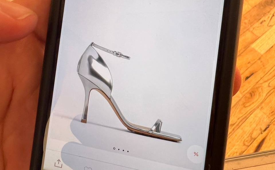 Metallic Square-Toe Ankle-Strap Stiletto Sandals
