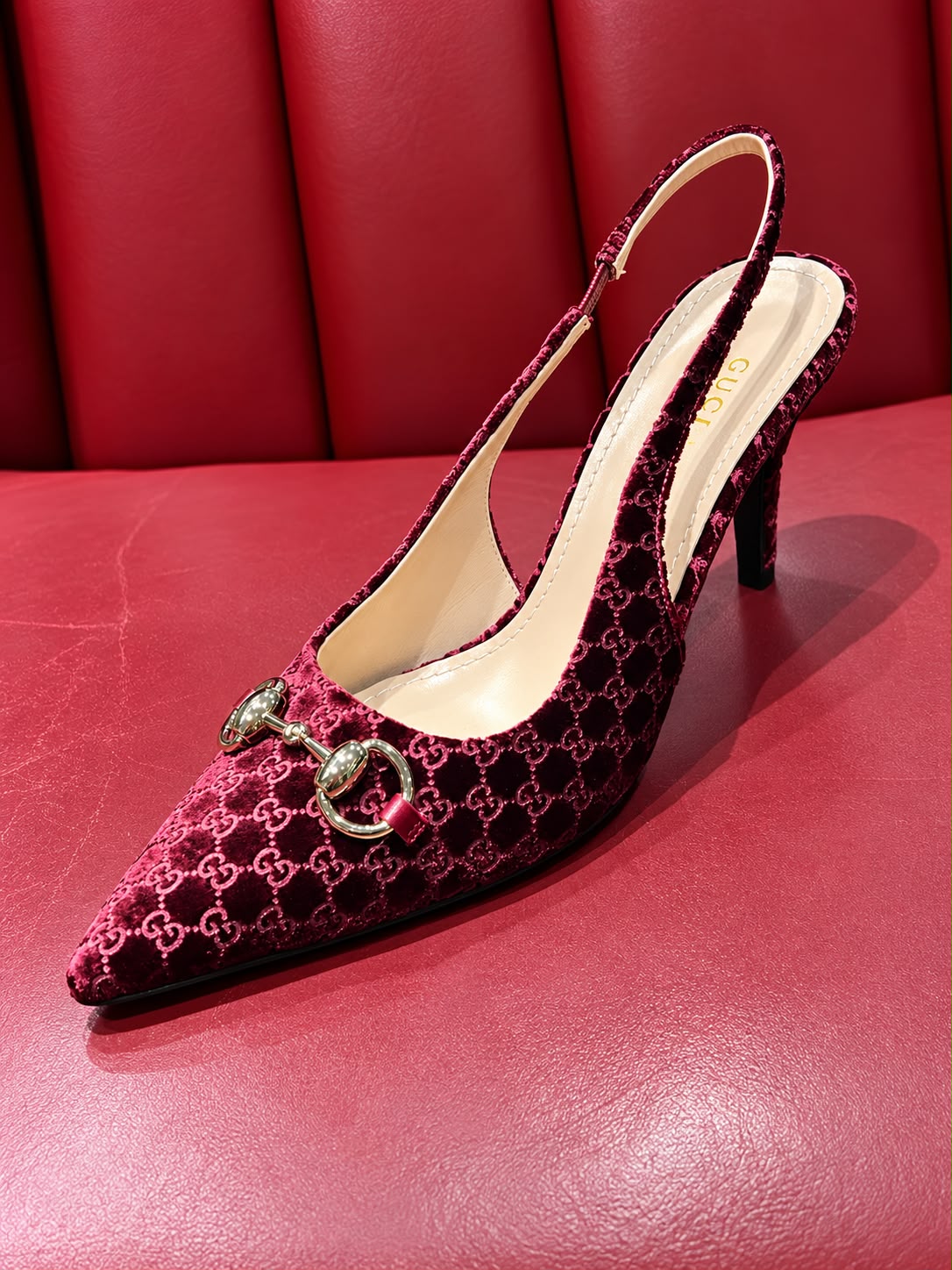 Horsebit GG Velvet Slingback Pump
