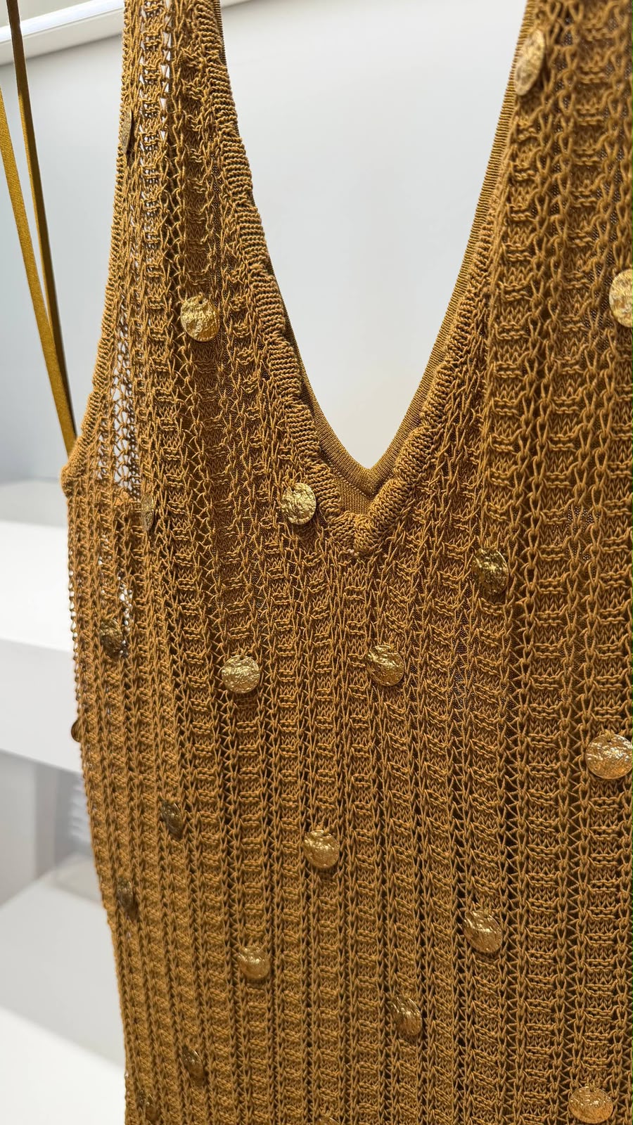 Gold Coin Embellished Knit Tank Top