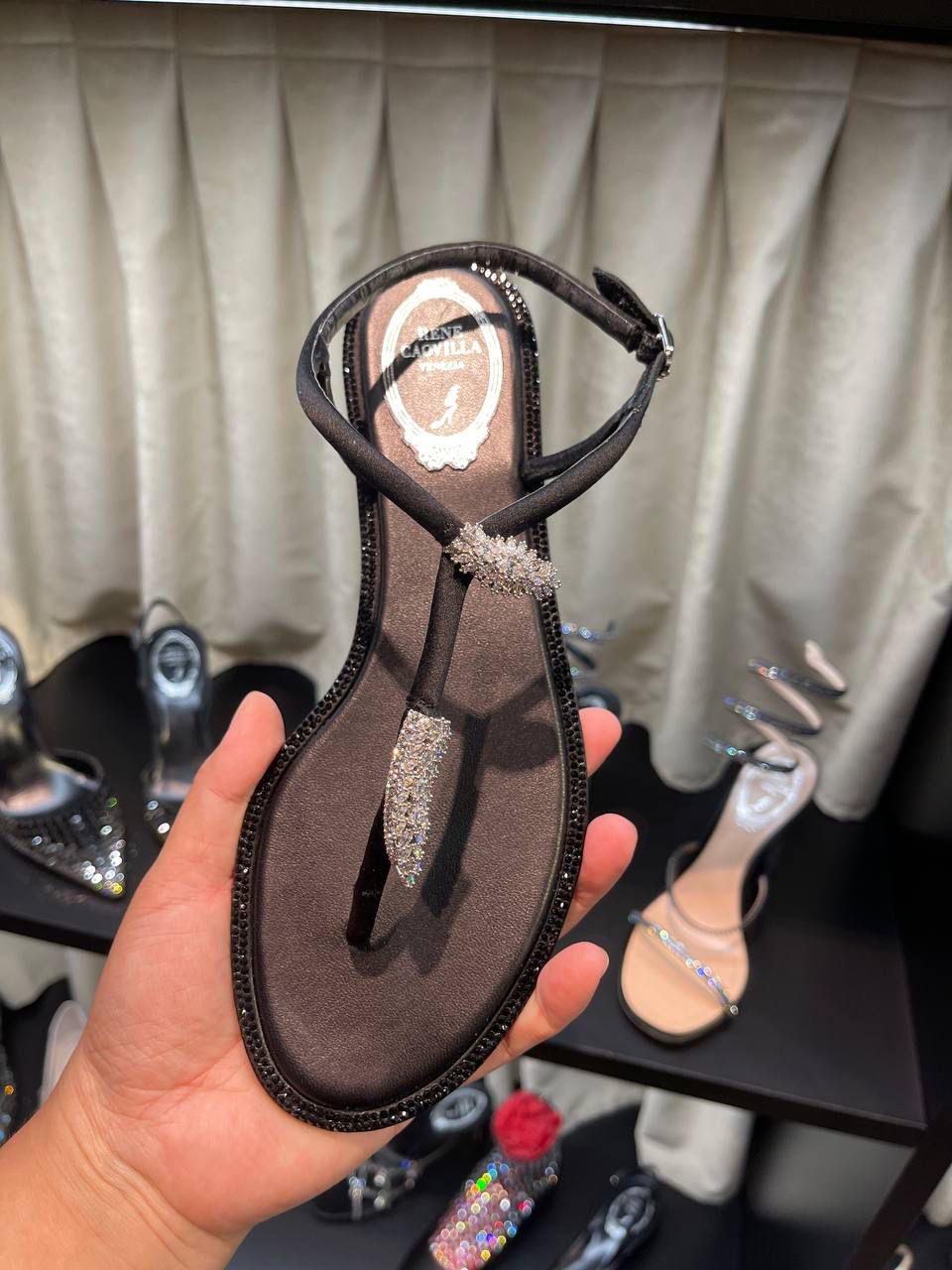 Rene Caovilla Crystal-Embellished Thong Sandals