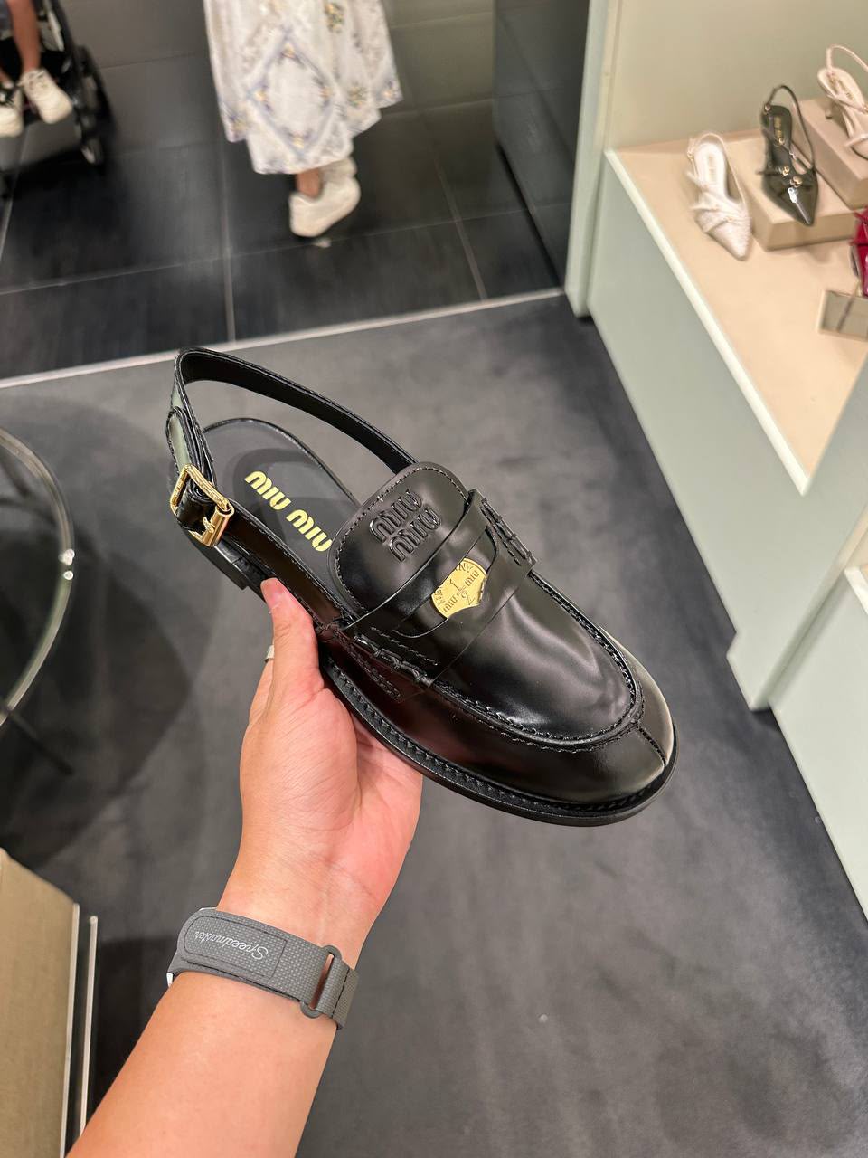Brushed Leather Slingback Loafers