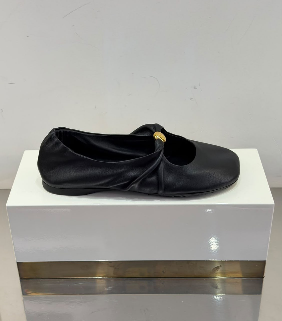 Leather Ballet Flats with Metal Detail