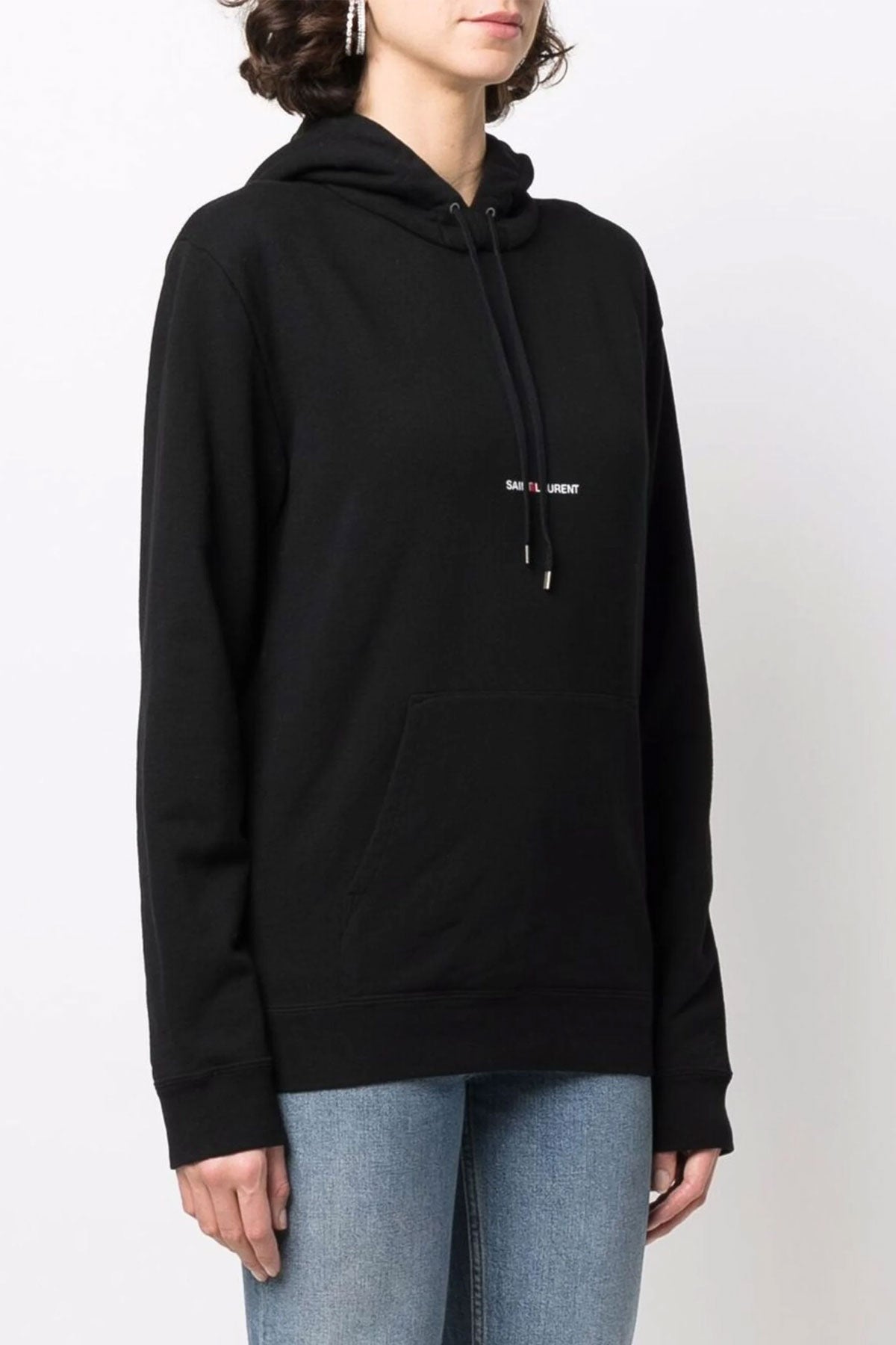 SAINT LAURENT Logo print hoodie For Women 100% cotton