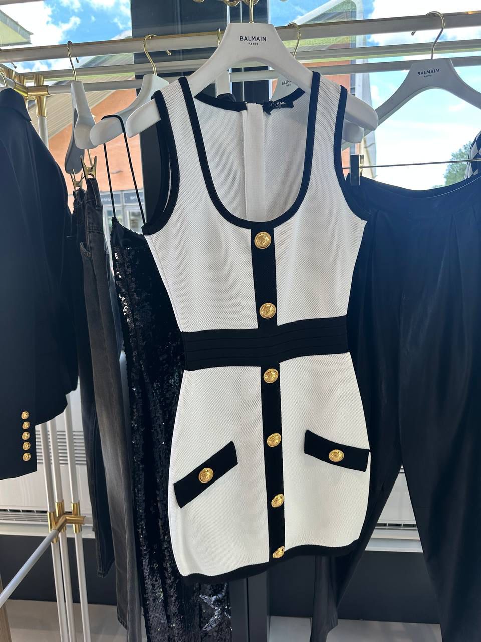 Sleeveless Button-Front Knit Mini Dress