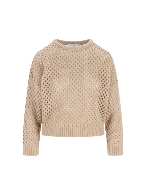 Maglione traforato in cashmere e seta