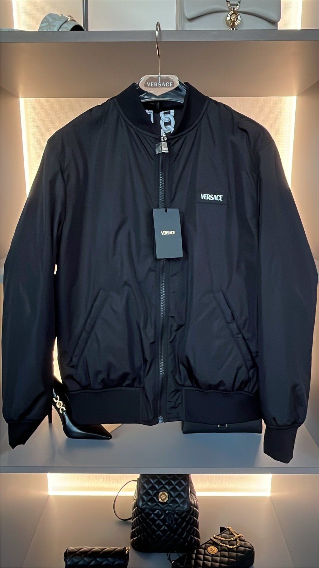 Chain Couture Print Bomber Jacket