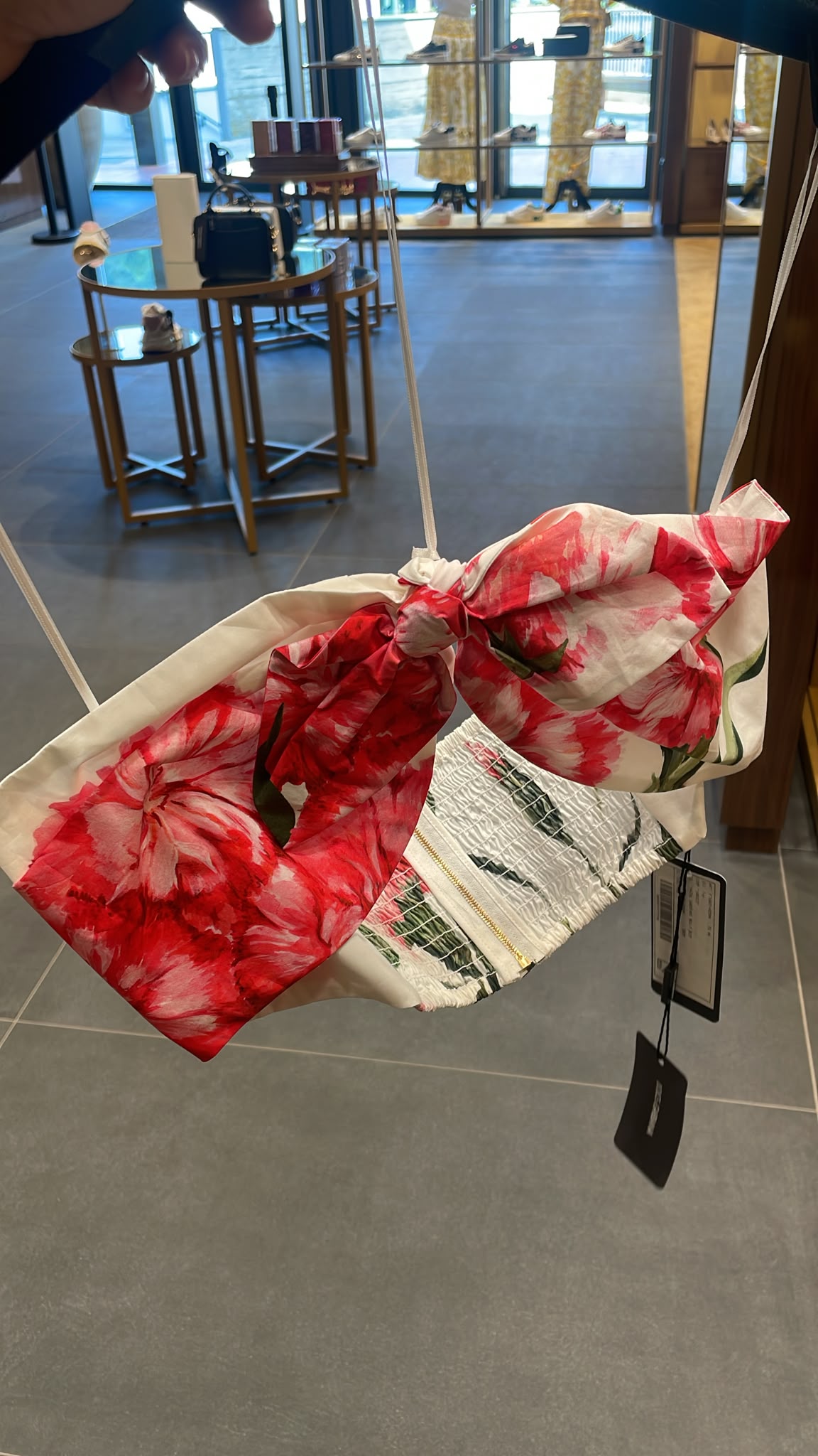 Floral Print Bow-Detail Bandeau Top
