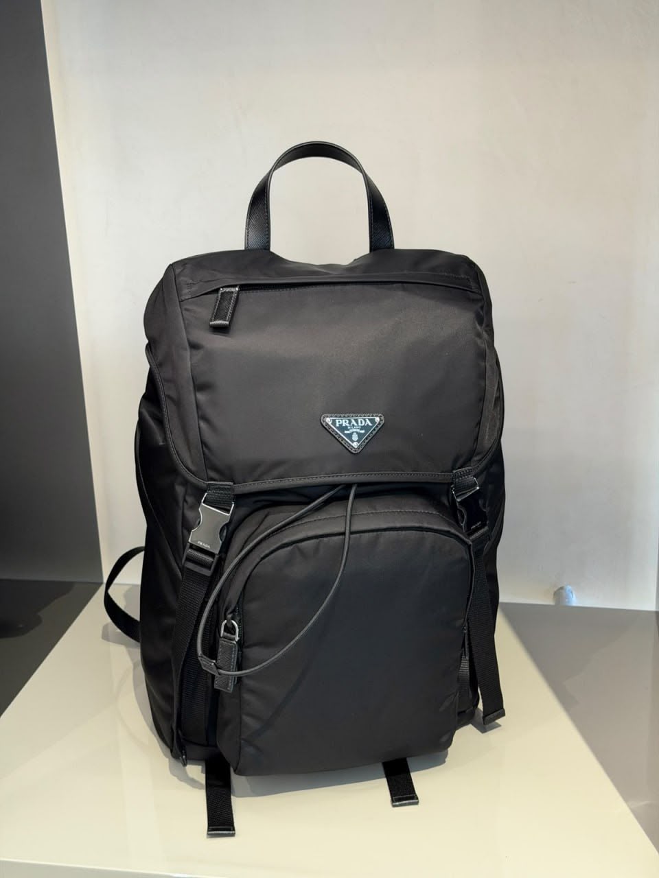 Re-Nylon and Saffiano leather backpack
