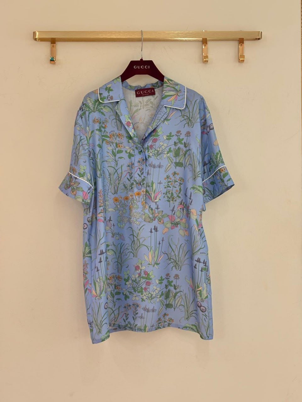 Flora Print Silk Pajama Shirt