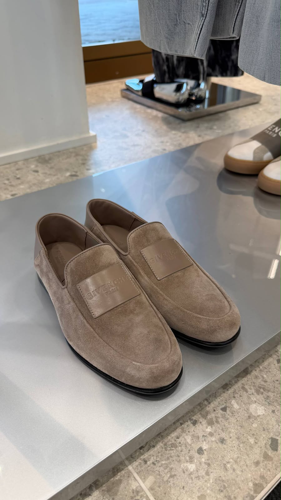 Suede Loafers with Logo Patch