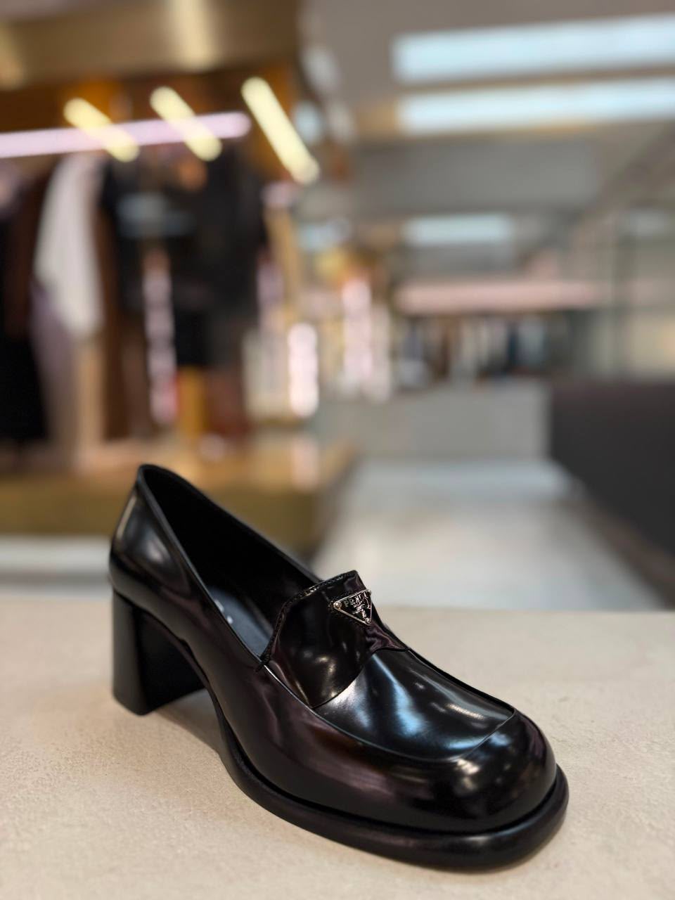 Brushed Leather Heeled Loafers