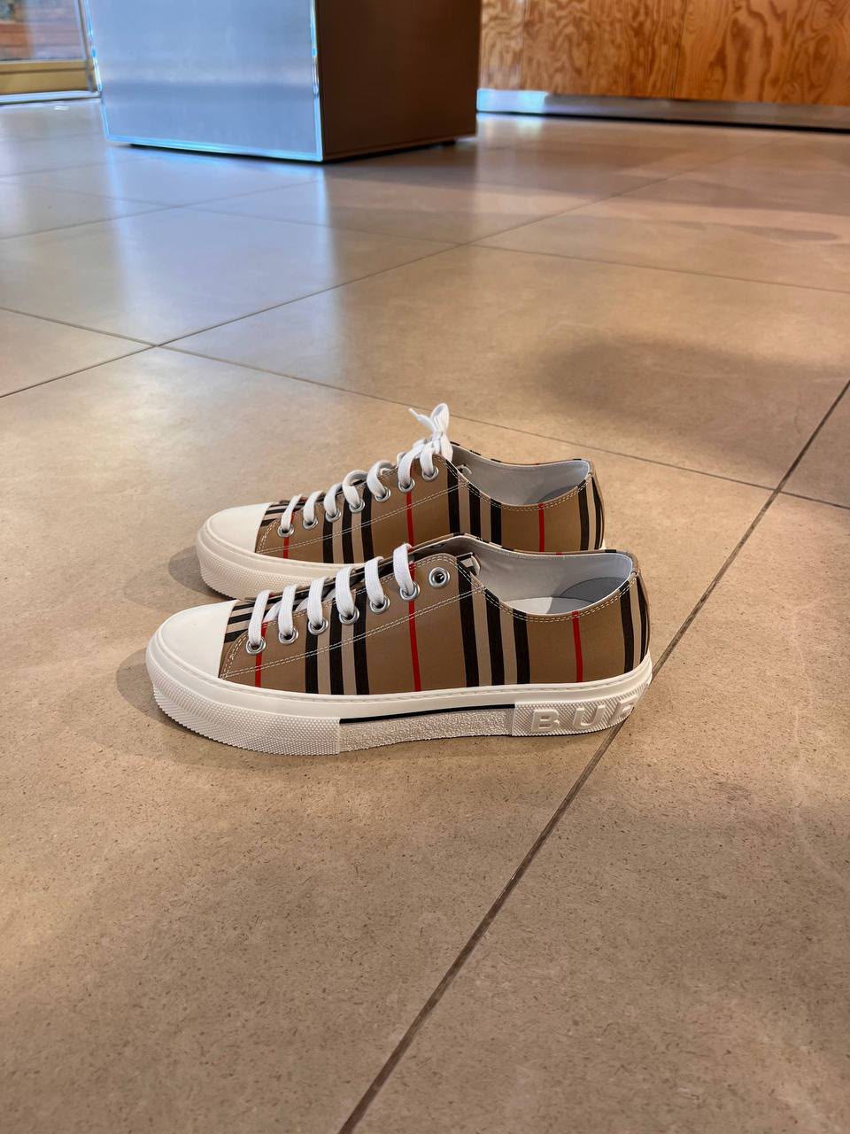 Vintage Check Cotton Sneakers