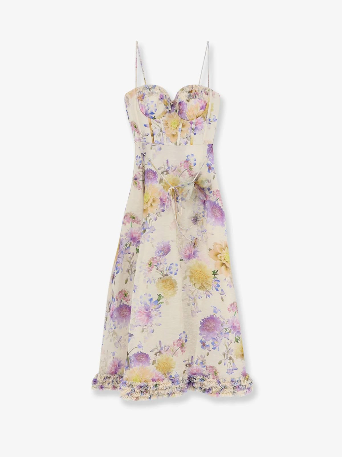 Floral-Print Linen-Blend Midi Dress