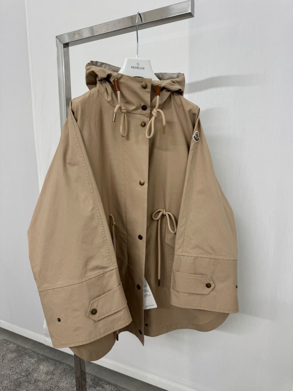Hooded Cotton Gabardine Cape