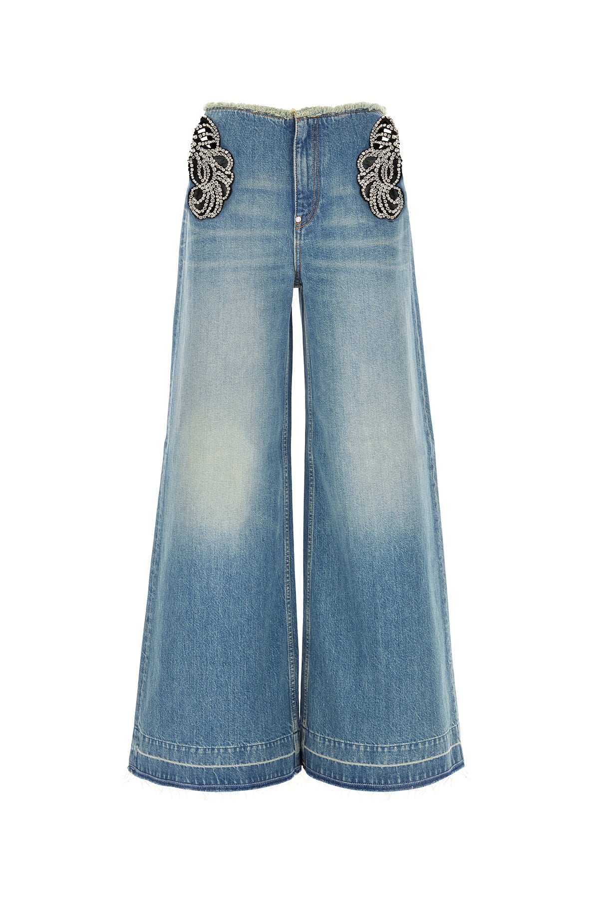 STELLA MCCARTNEY EMBELLISHED FEATHER CUT OUT JEANS For Women 