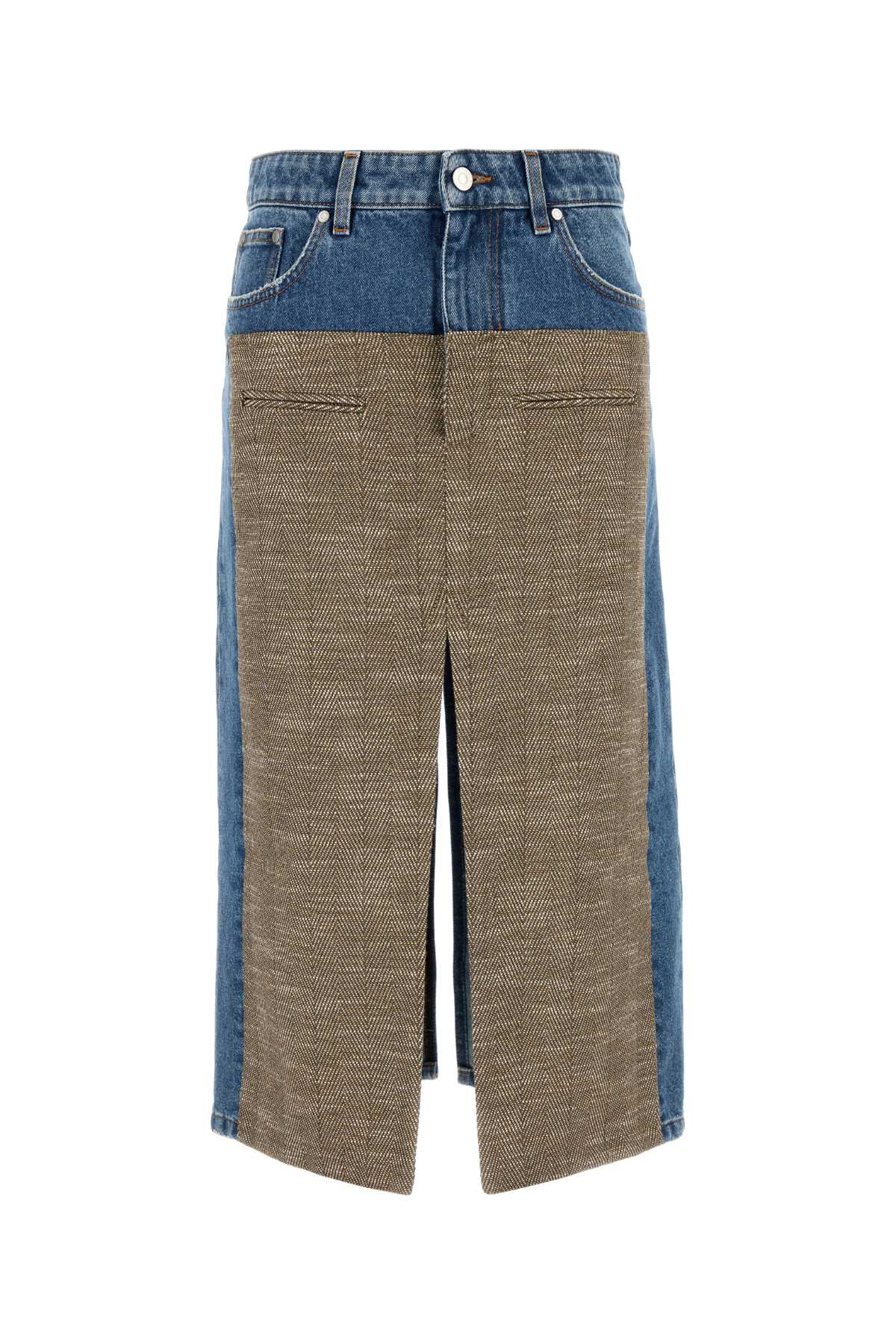 STELLA MCCARTNEY TWEED AND DENIM SKIRT For Women Exterior: 100% Cotton