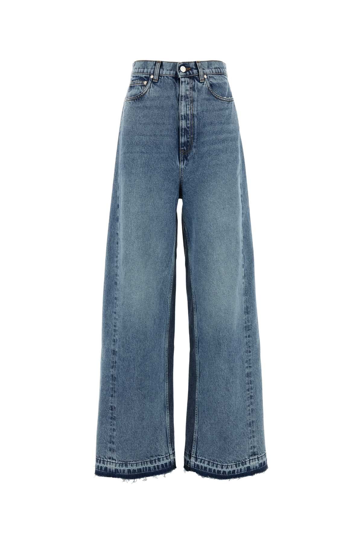 STELLA MCCARTNEY Two Tonal Fabric Paneled Wide Leg Jeans For Women Exterior: 100% Cotton