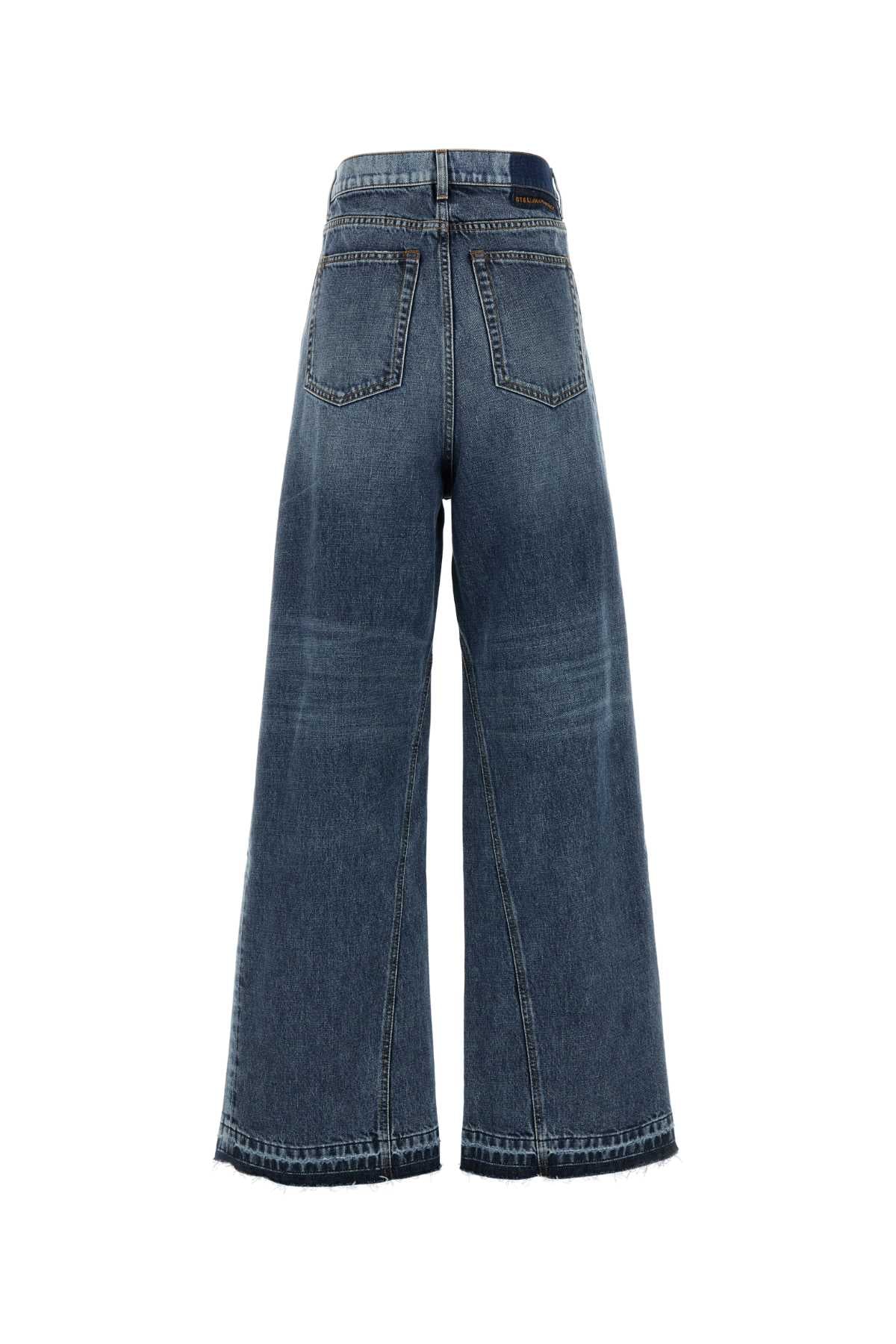 STELLA MCCARTNEY Two Tonal Fabric Paneled Wide Leg Jeans For Women Exterior: 100% Cotton