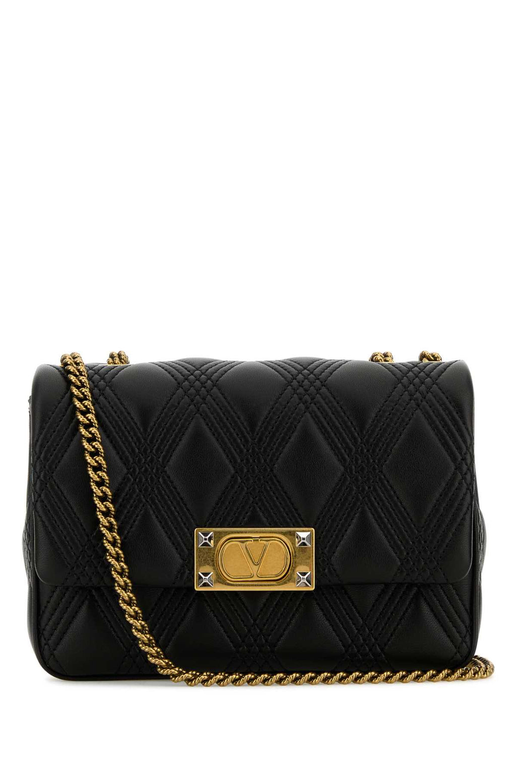 VALENTINO GARAVANI MEDIUM SHOULDER BAG | QUI For Women Exterior: 100% Nappa leather Lining: 100% Nappa leather Finishing: Antiqued golden brass