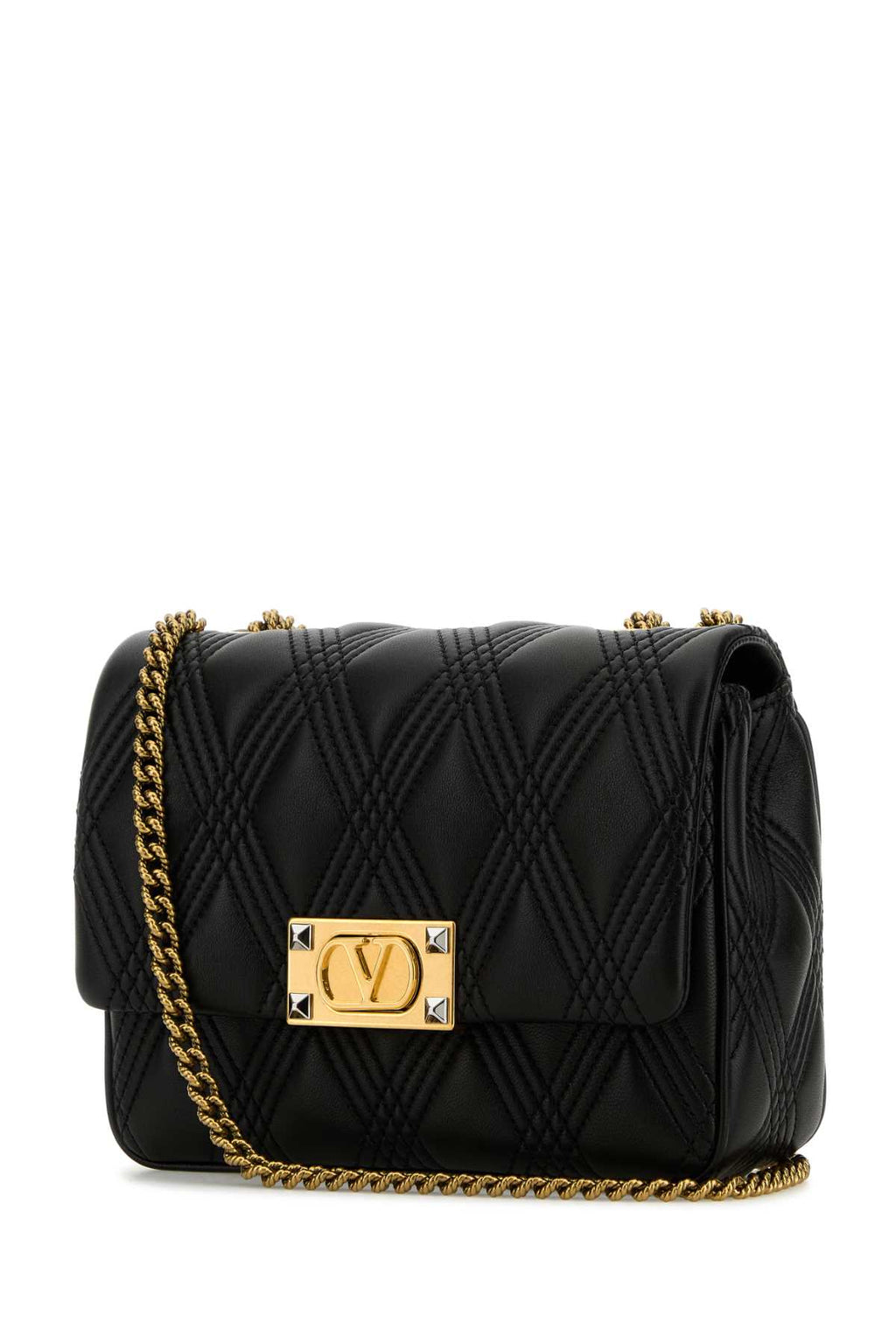 VALENTINO GARAVANI MEDIUM SHOULDER BAG | QUI For Women Exterior: 100% Nappa leather Lining: 100% Nappa leather Finishing: Antiqued golden brass