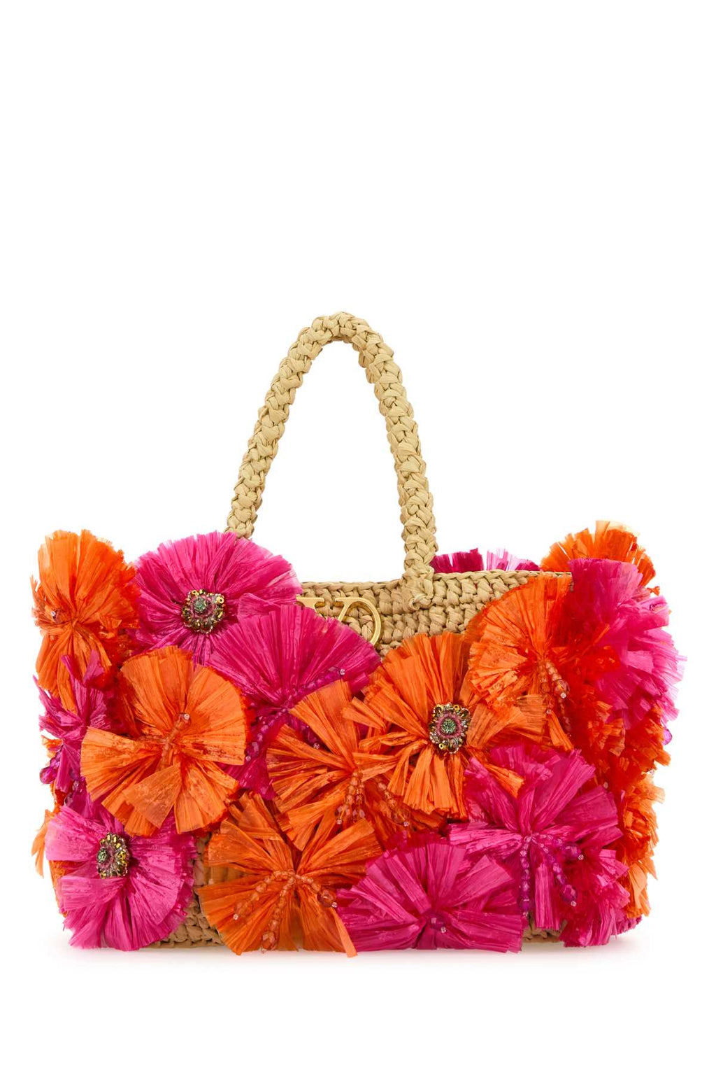 VALENTINO GARAVANI SMALL TOTE | VLOGO SIGNAT For Women Exterior: 100% Raffia Finishing: Golden metal