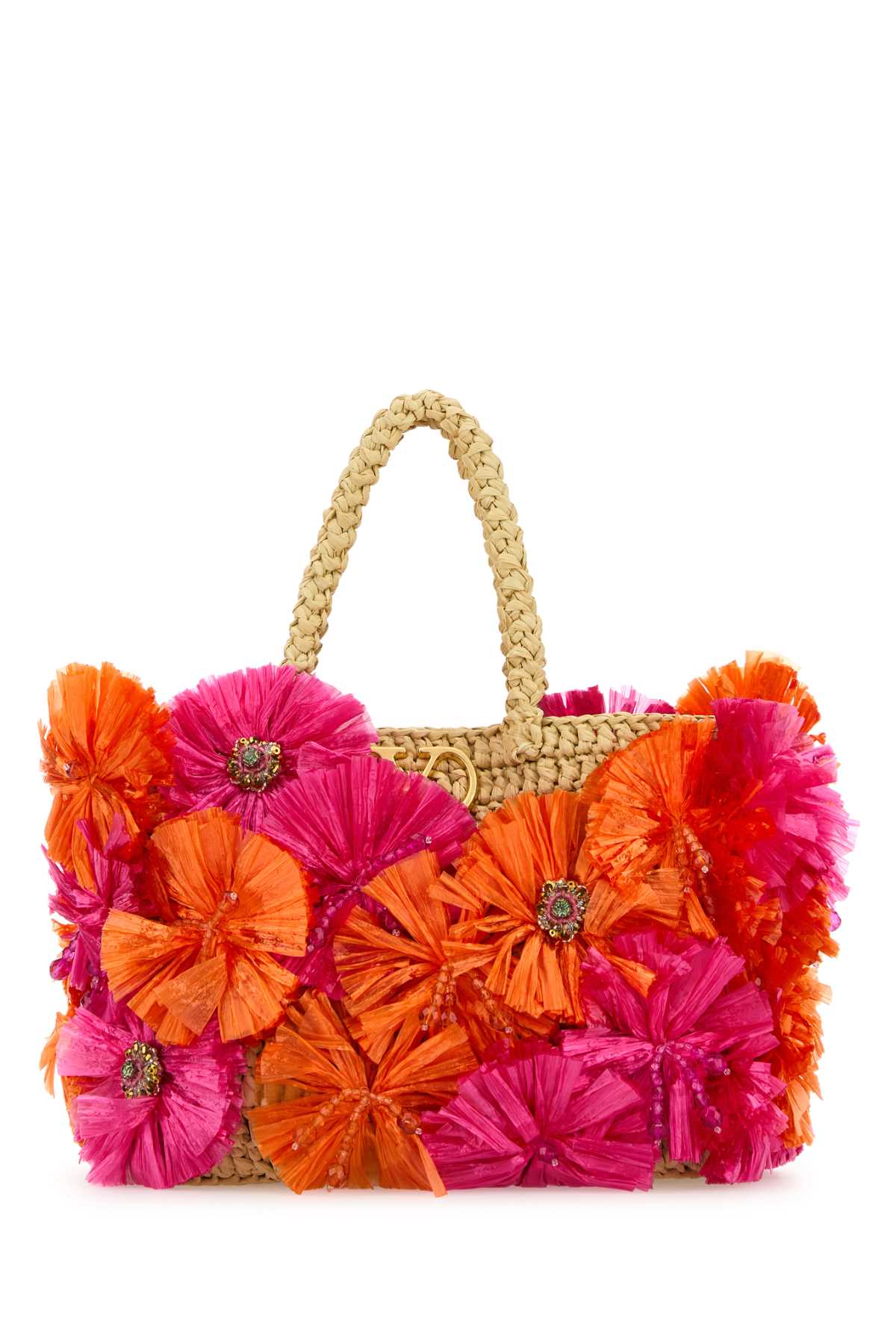 VALENTINO GARAVANI SMALL TOTE | VLOGO SIGNAT For Women Exterior: 100% Raffia Finishing: Golden metal