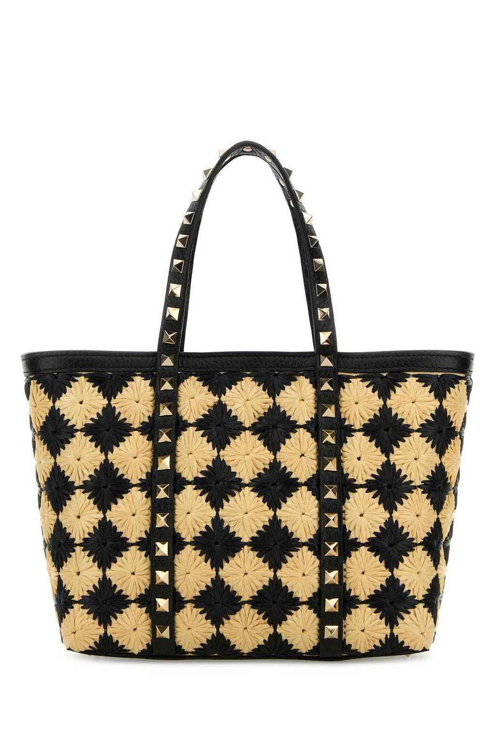 VALENTINO GARAVANI MINI TOTE | ROCKSTUD | RA For Women Exterior: 100% Raffia Lining: 1000% Fabric Finishing: Platinum