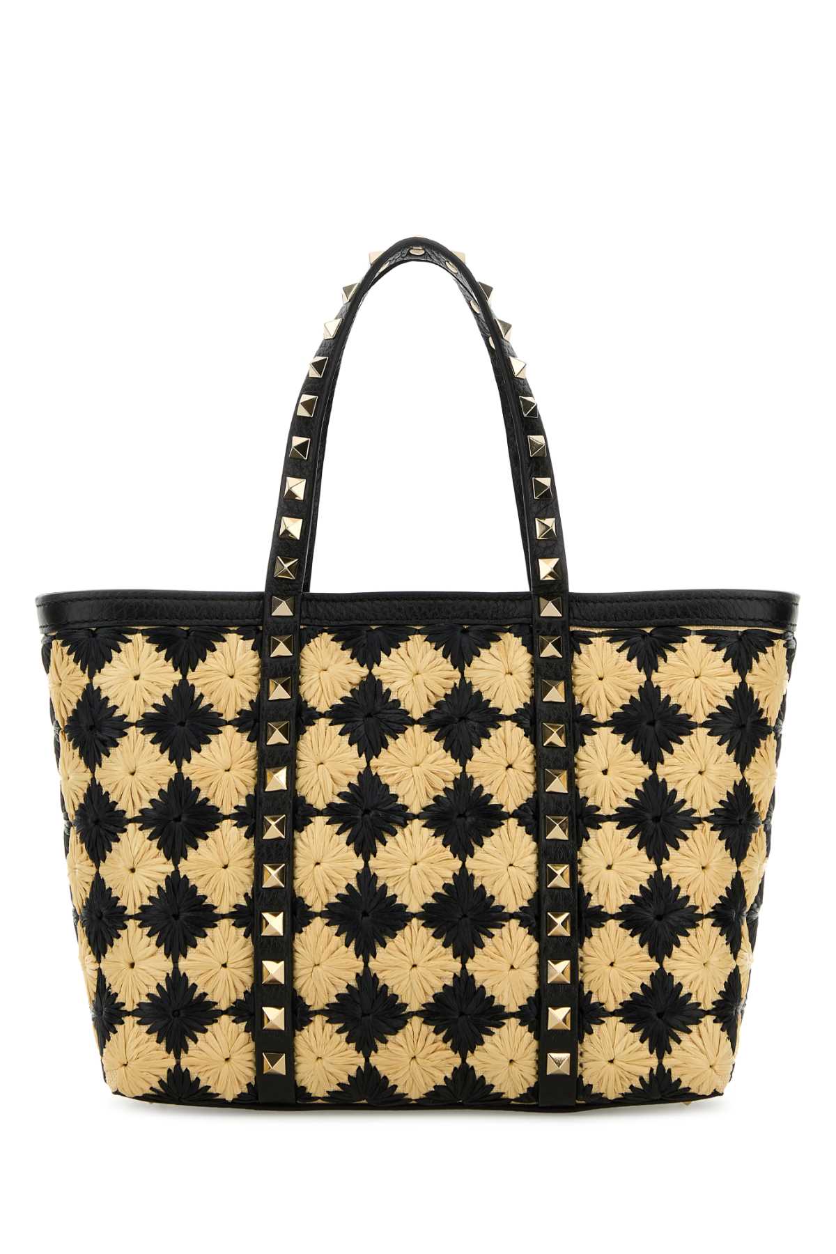 VALENTINO GARAVANI MINI TOTE | ROCKSTUD | RA For Women Exterior: 100% Raffia Lining: 1000% Fabric Finishing: Platinum