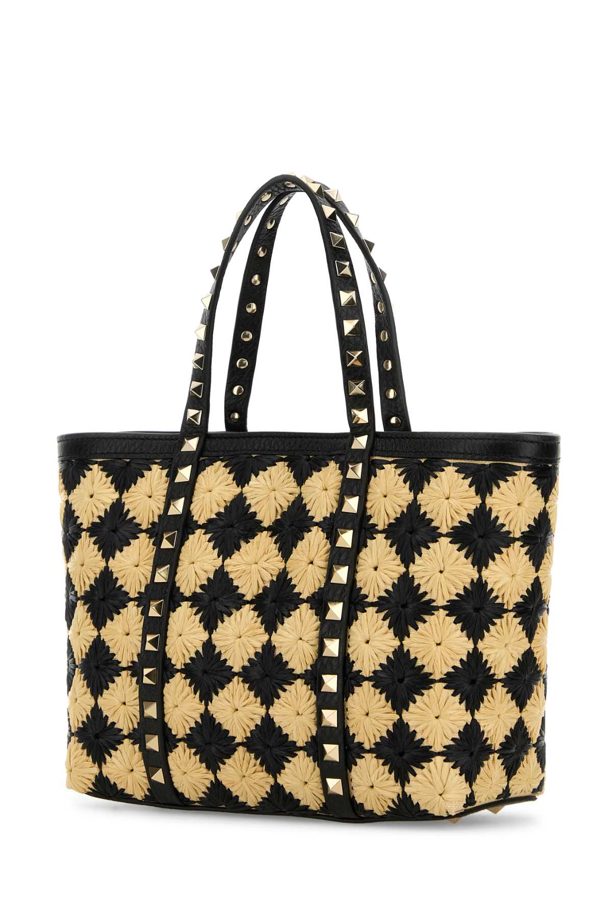 VALENTINO GARAVANI MINI TOTE | ROCKSTUD | RA For Women Exterior: 100% Raffia Lining: 1000% Fabric Finishing: Platinum