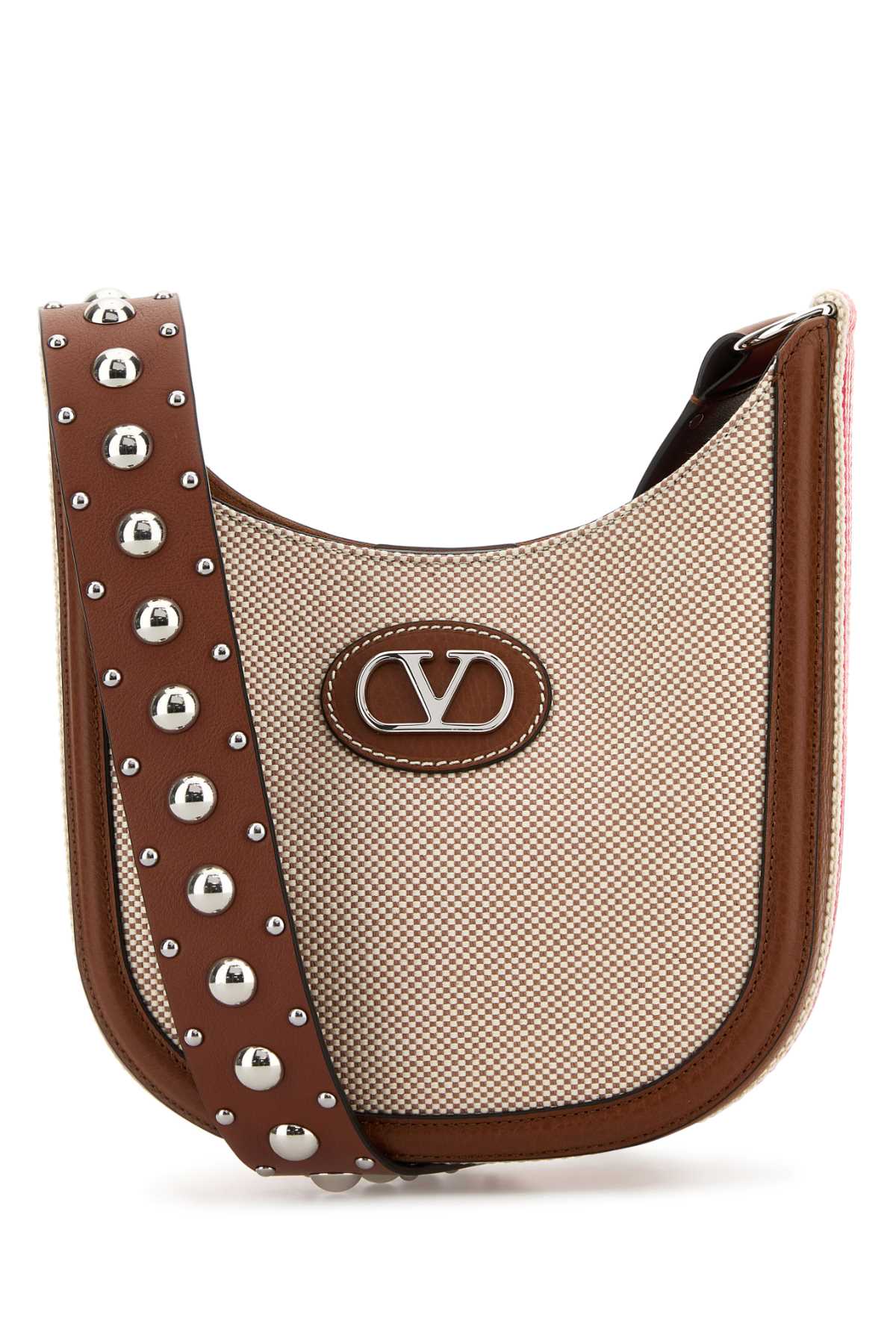 VALENTINO GARAVANI SMALL HOBO | ANTIBES | CA For Women Exterior: 100% Fabric Lining: 100% Suede Finishing: Silver metal