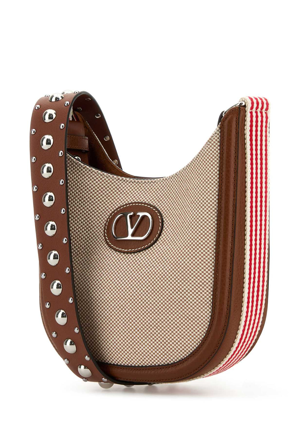 VALENTINO GARAVANI SMALL HOBO | ANTIBES | CA For Women Exterior: 100% Fabric Lining: 100% Suede Finishing: Silver metal