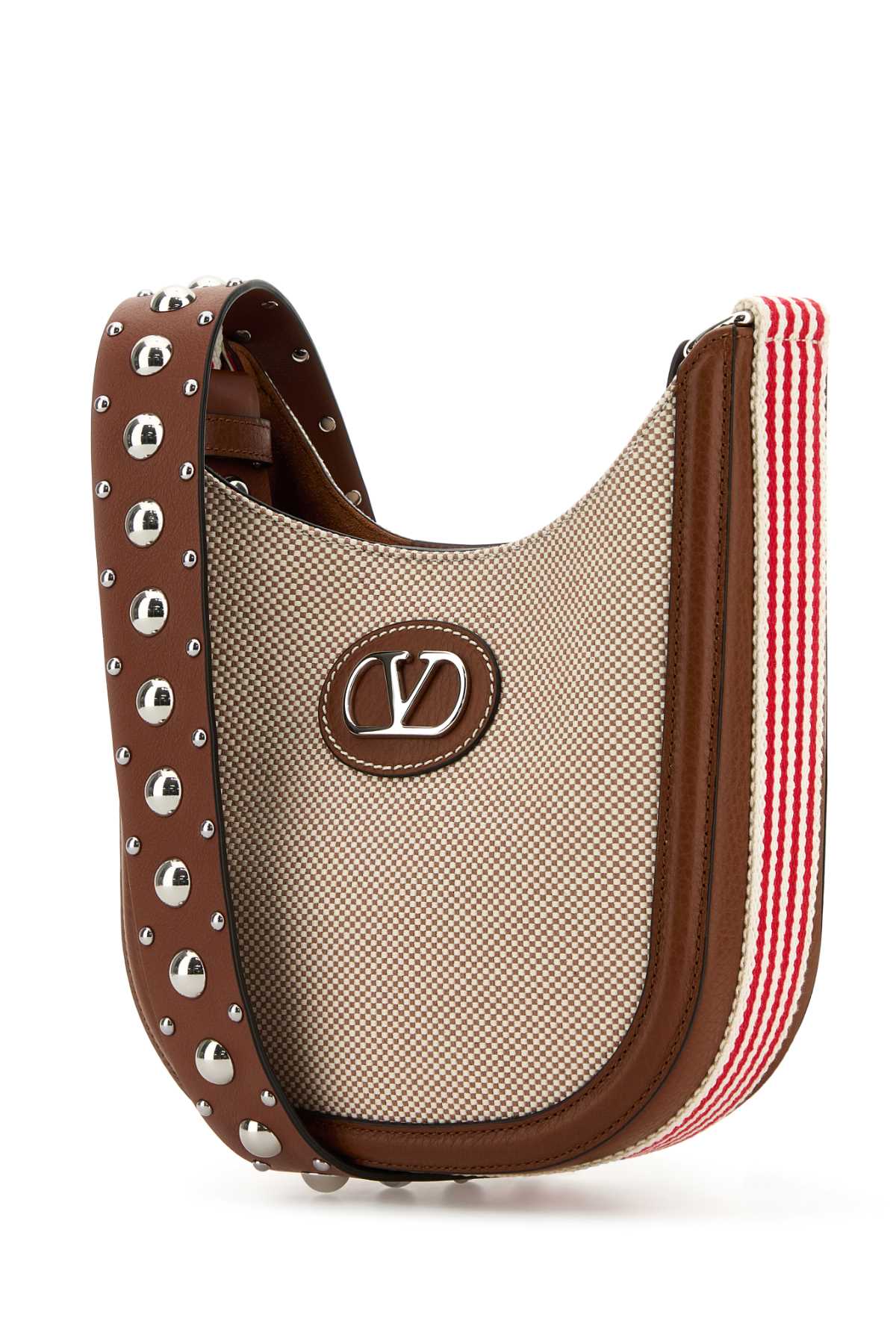 VALENTINO GARAVANI SMALL HOBO | ANTIBES | CA For Women Exterior: 100% Fabric Lining: 100% Suede Finishing: Silver metal