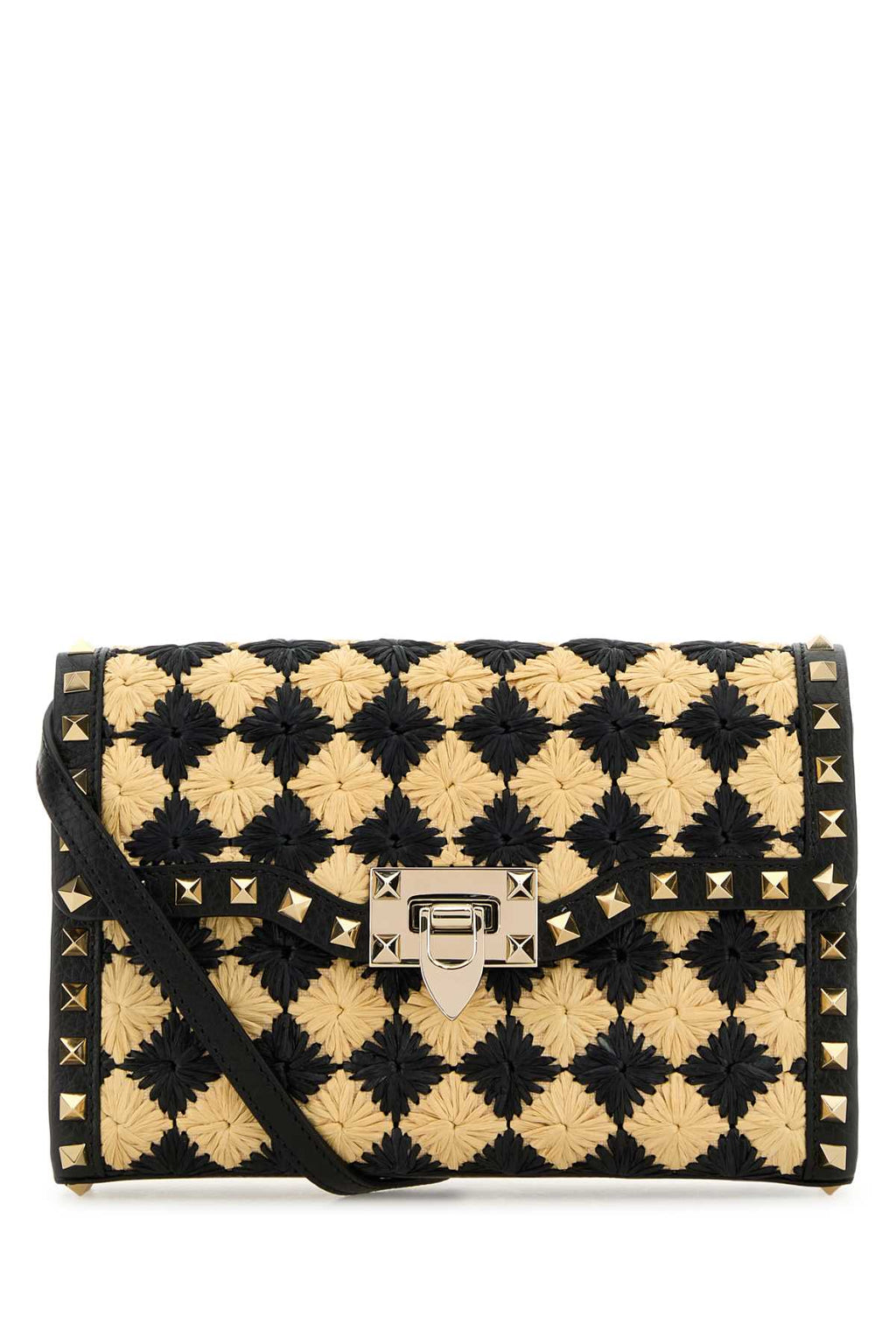 VALENTINO GARAVANI SMALL SHOULDER BAG | ROCK For Women Exterior: 100% Raffia 100% Calf Lining: 100% Tessuto Finishing: Platinum
