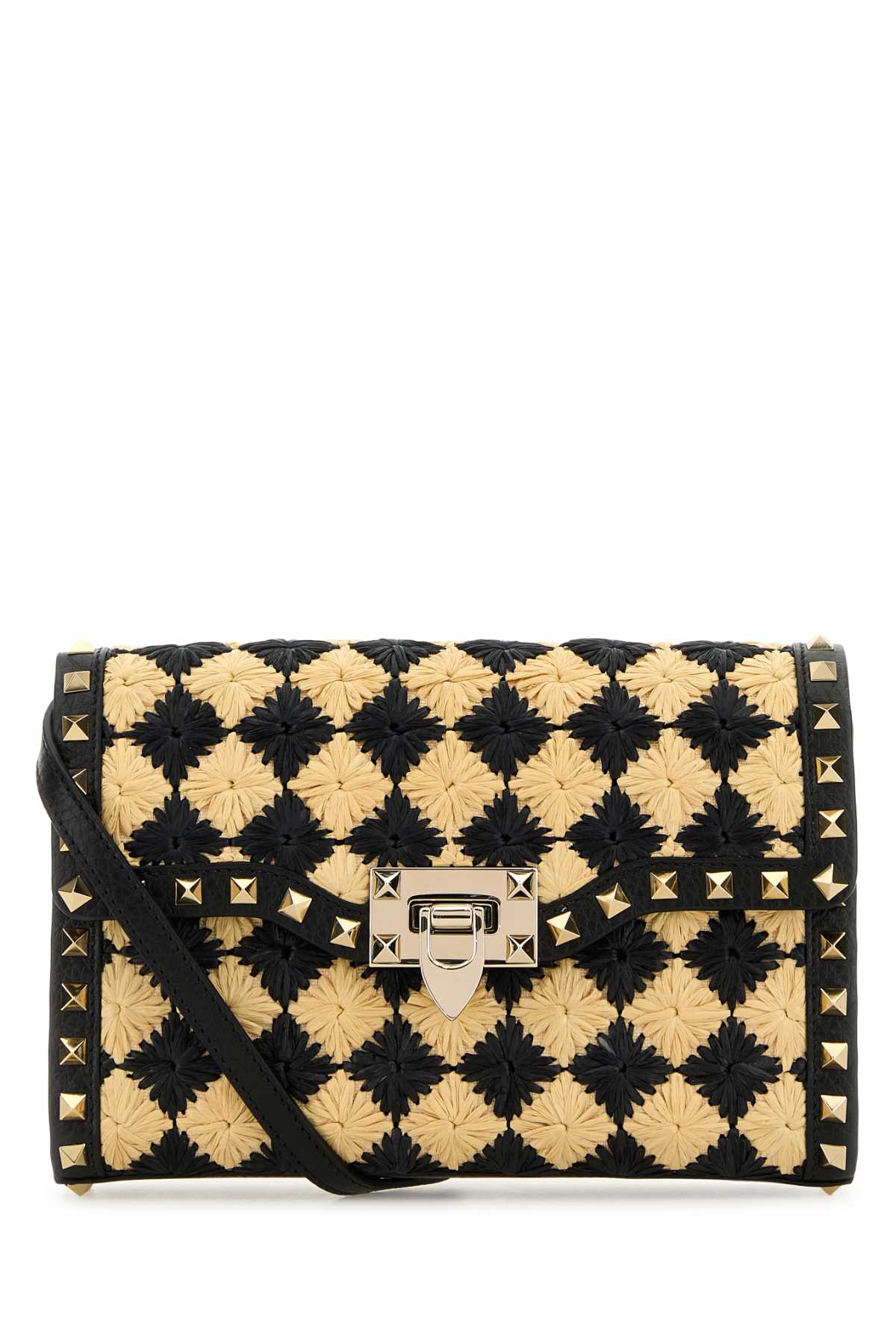 VALENTINO GARAVANI SMALL SHOULDER BAG | ROCK For Women Exterior: 100% Raffia 100% Calf Lining: 100% Tessuto Finishing: Platinum