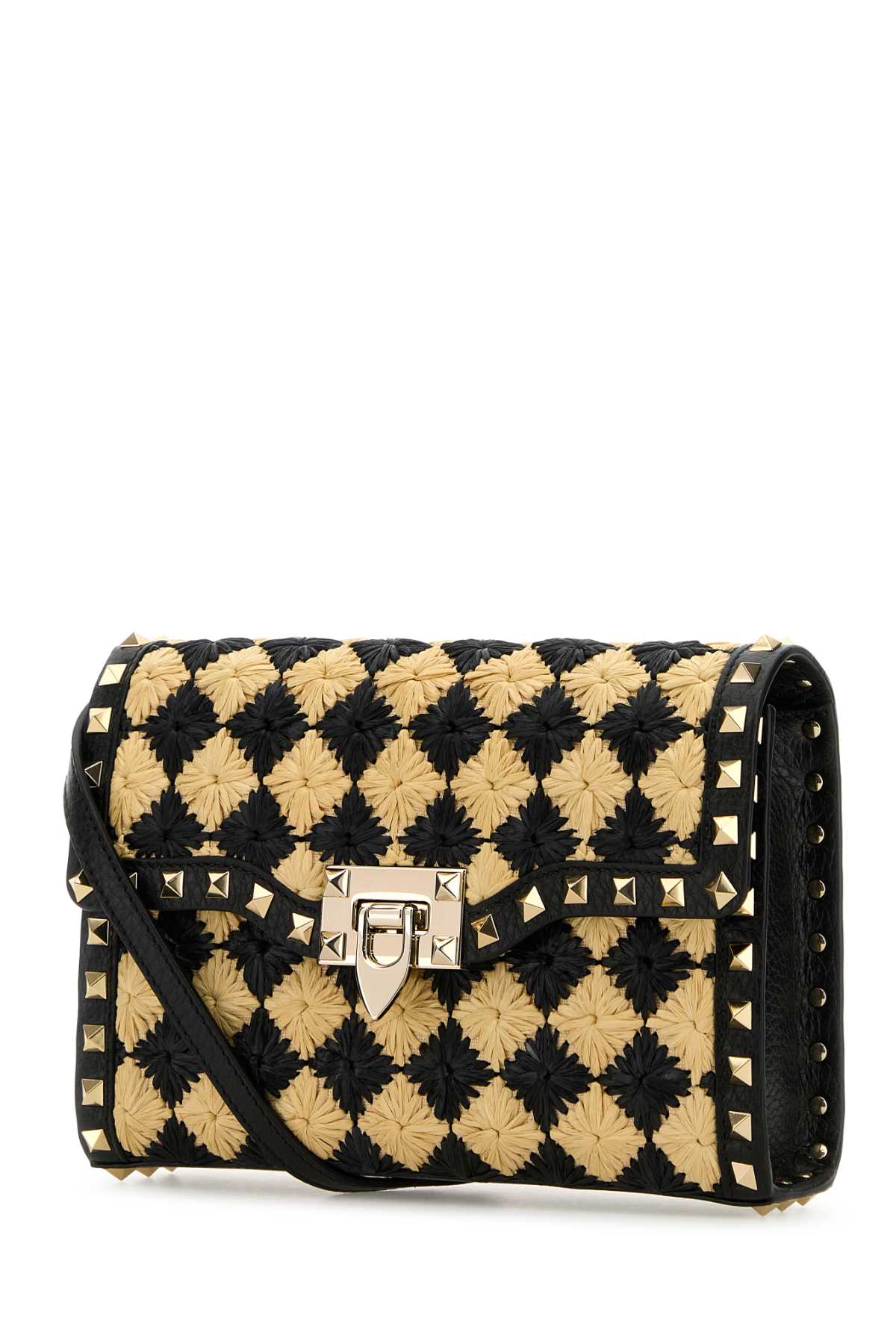 VALENTINO GARAVANI SMALL SHOULDER BAG | ROCK For Women Exterior: 100% Raffia 100% Calf Lining: 100% Tessuto Finishing: Platinum