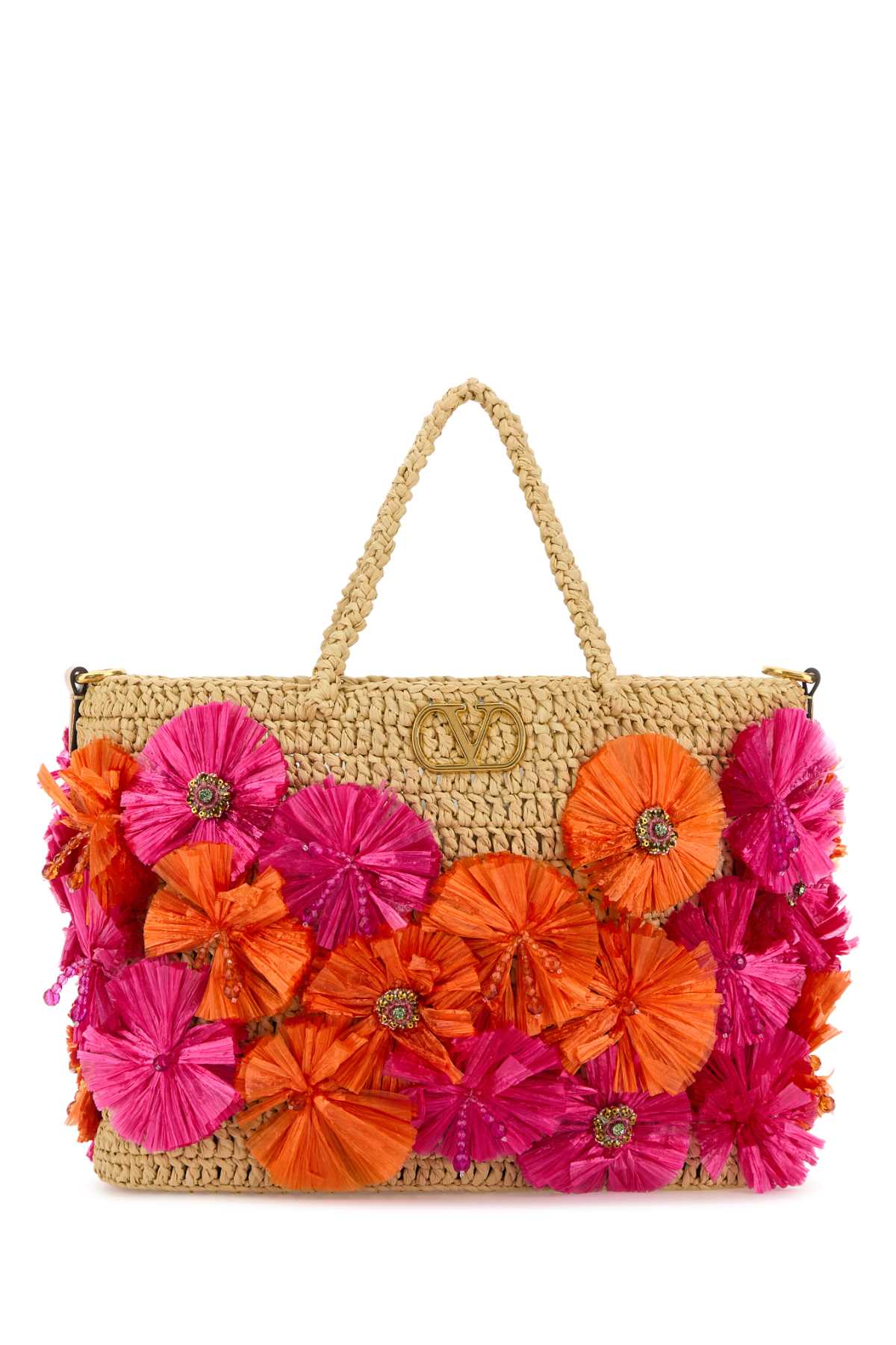 VALENTINO GARAVANI MEDIUM TOTE | VLOGO SIGNA For Women Exterior: 100% Raffia Finishing: Golden metal