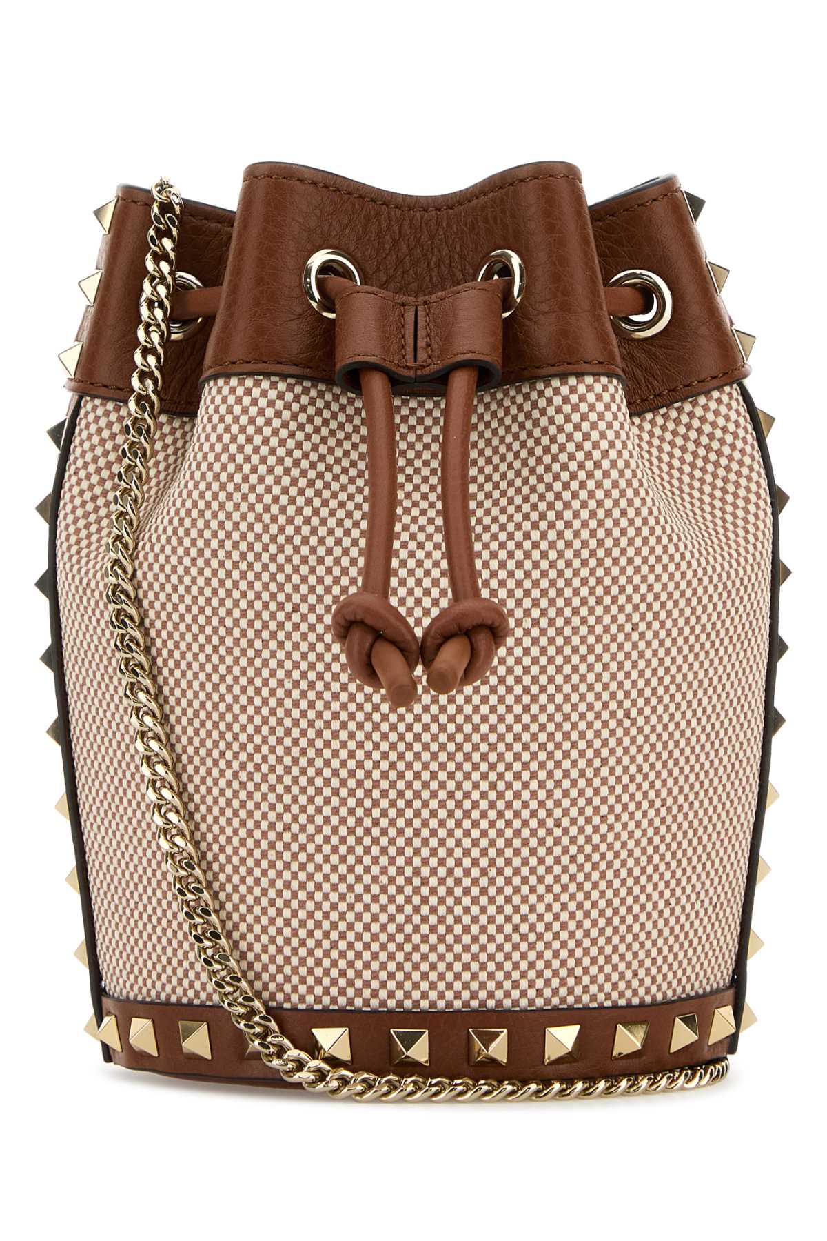 VALENTINO GARAVANI MINI DRAWSTRING | ROCKSTU For Women Exterior: 100% Fabric Interior: 100% Suede Finishing: Platinum