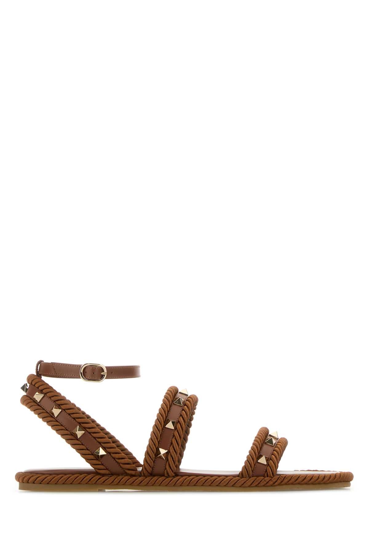 VALENTINO GARAVANI SANDAL | ROCKSTUD TORCHON For Women Exterior: 100% Fabric 100% Leather Interior: 100% Leather Sole: Rubber