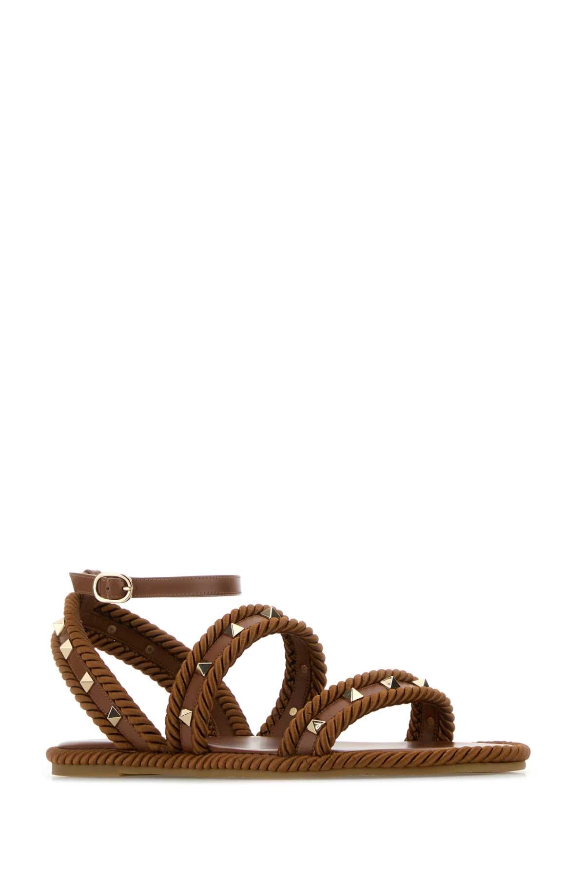 VALENTINO GARAVANI SANDAL | ROCKSTUD TORCHON For Women Exterior: 100% Fabric 100% Leather Interior: 100% Leather Sole: Rubber