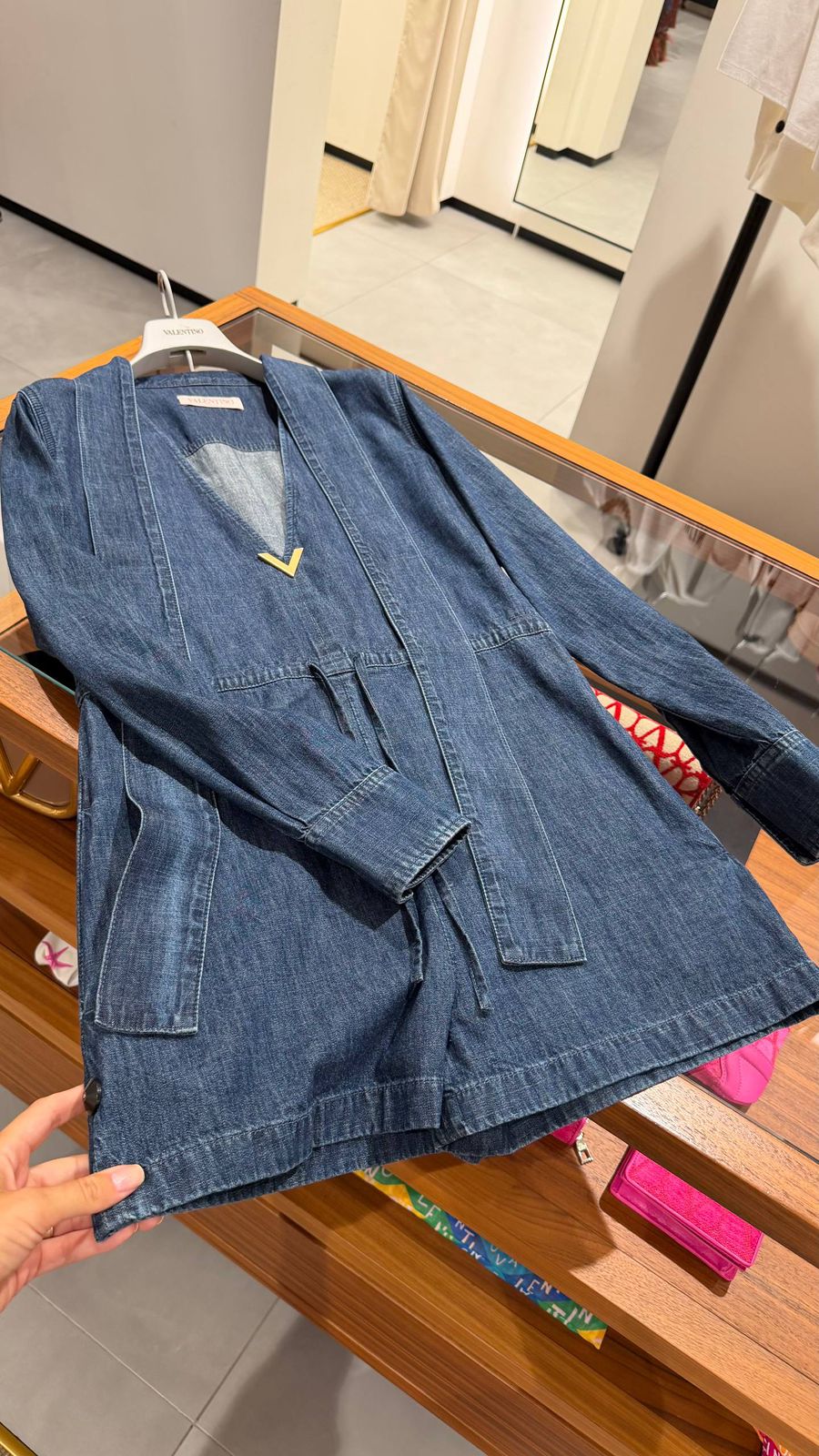 Denim Playsuit with VLogo Signature