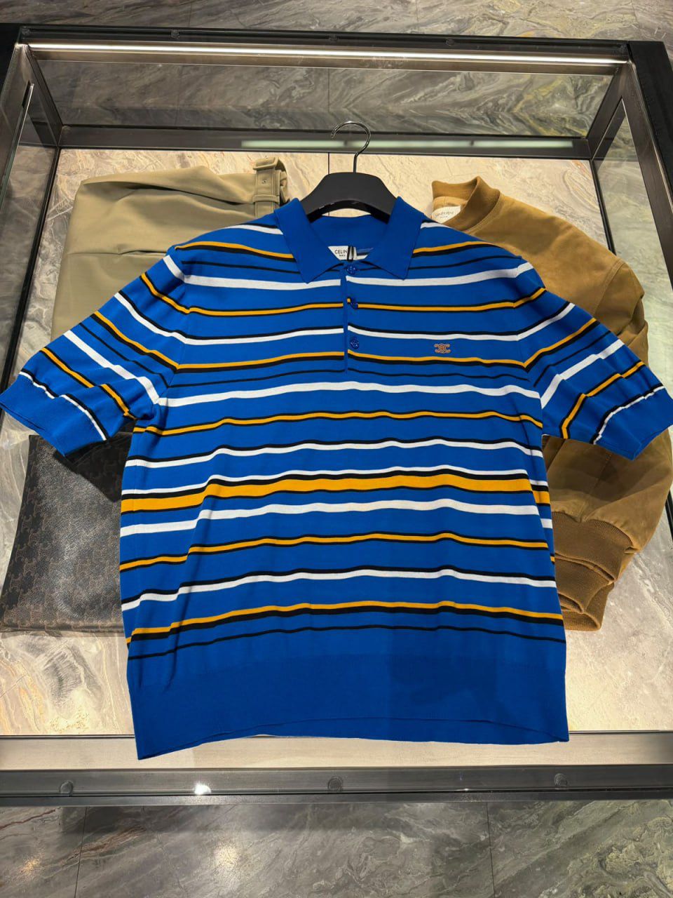Striped Polo Shirt in Cotton Knit