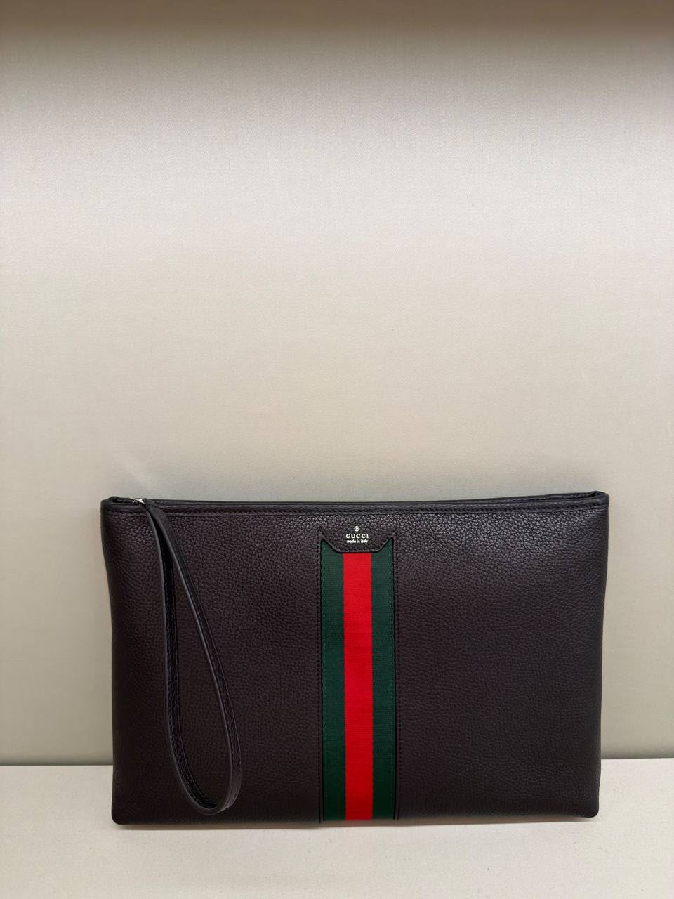 Web Detail Leather Pouch