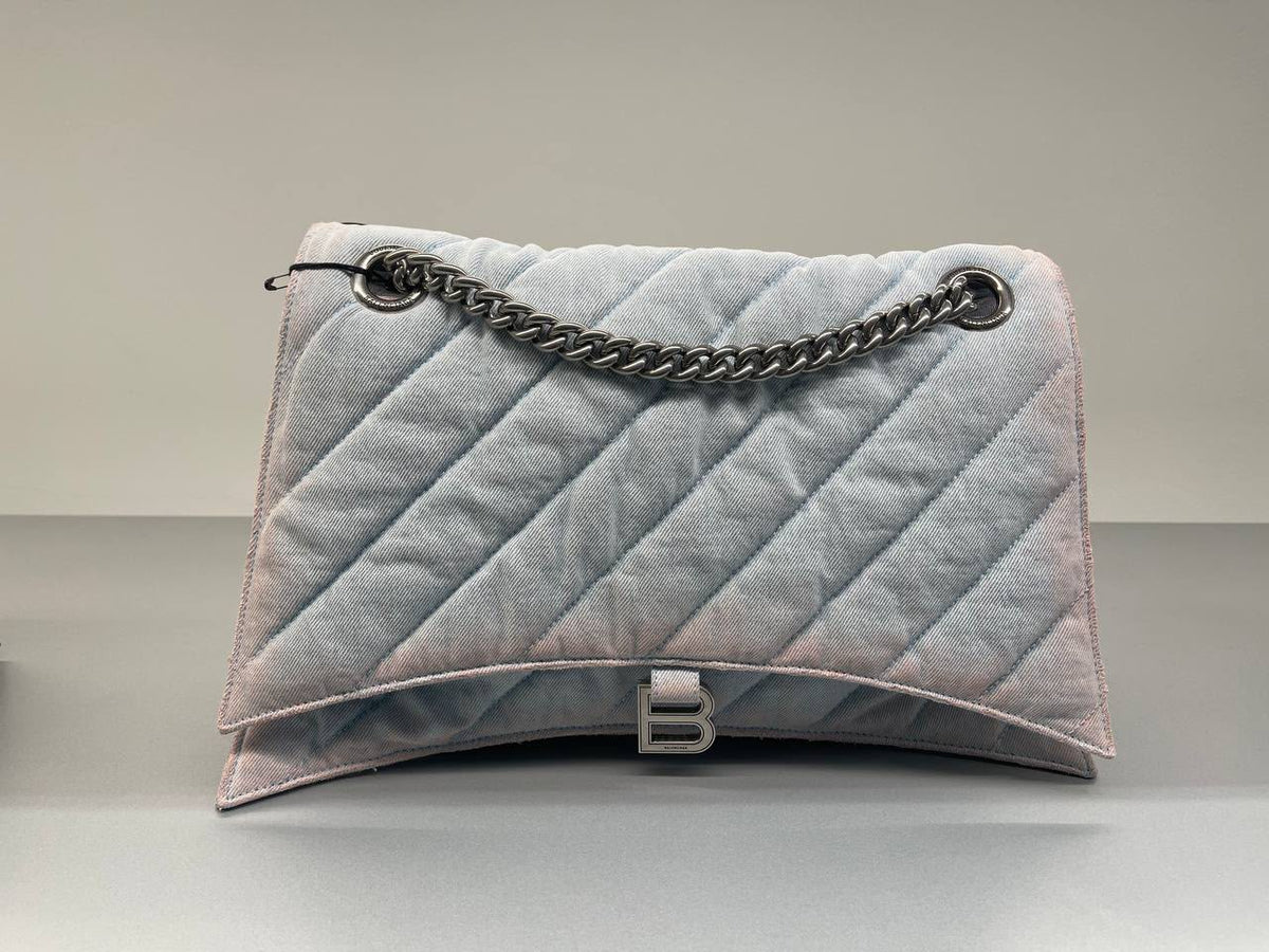 Crush Medium Chain Bag in Quilted Denim