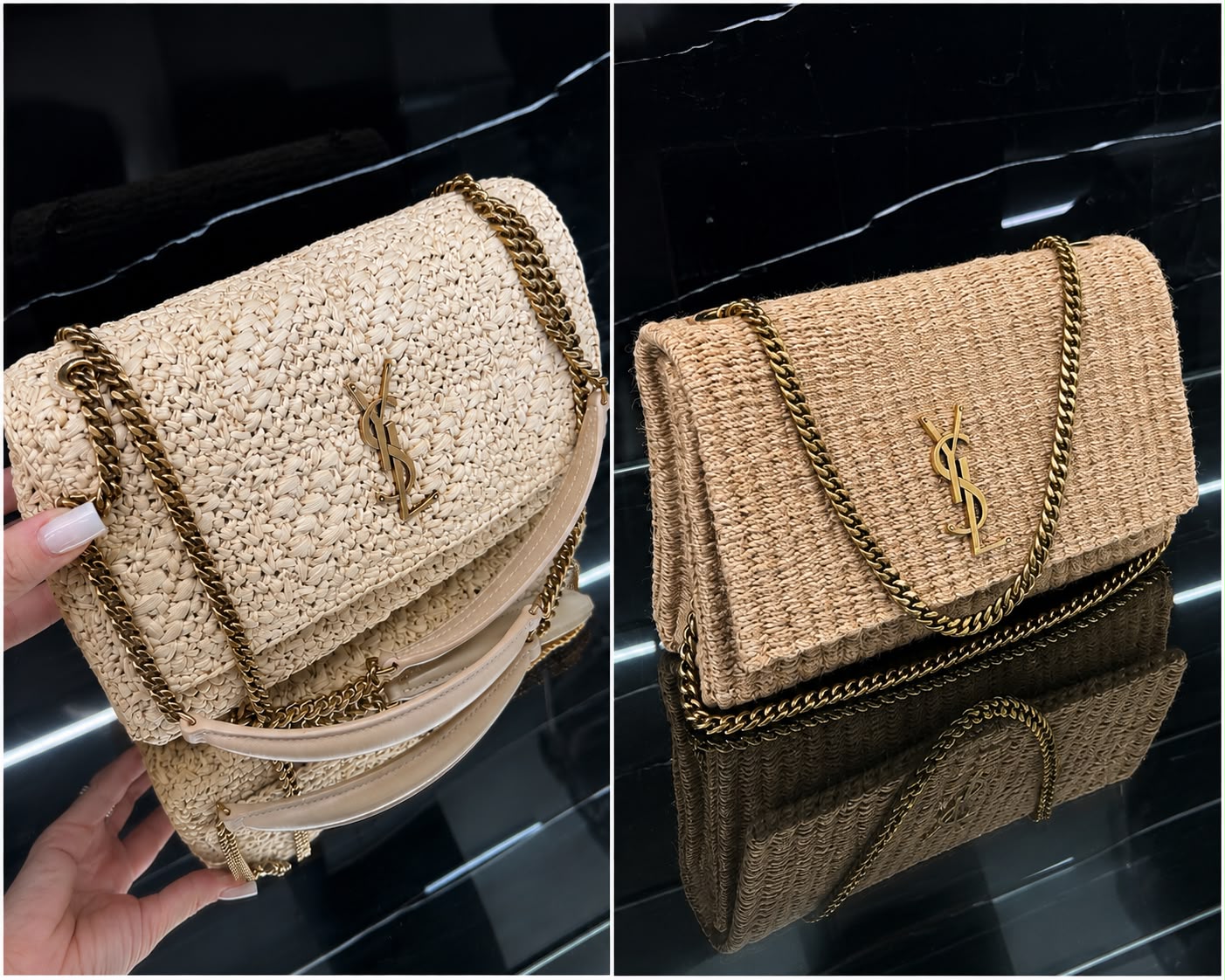 Niki Medium Chain Bag in Raffia