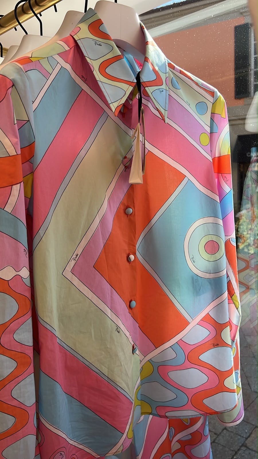 Geometric Print Button-Down Shirt